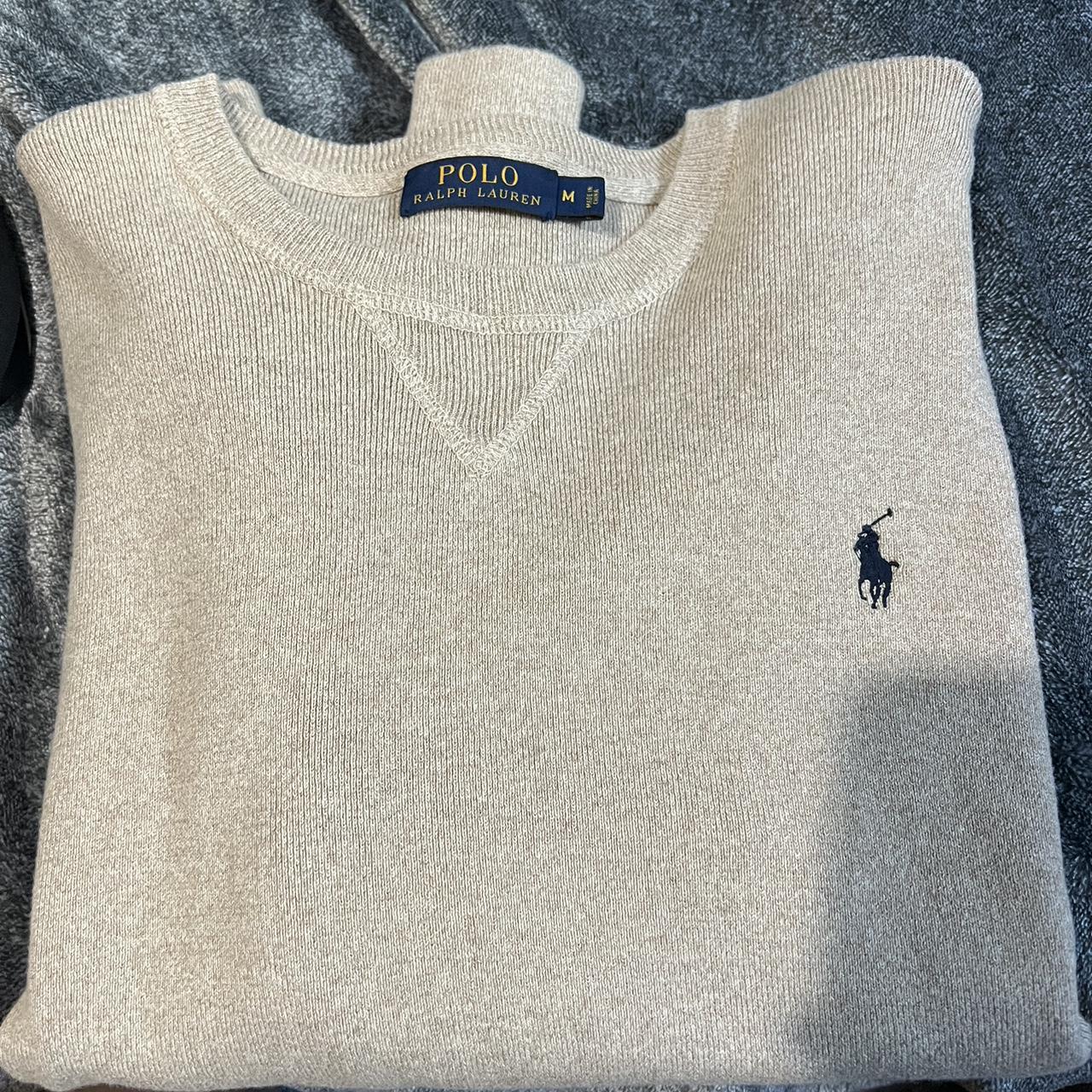 Polo Ralph Lauren Men's Cream and Tan Jumper | Depop