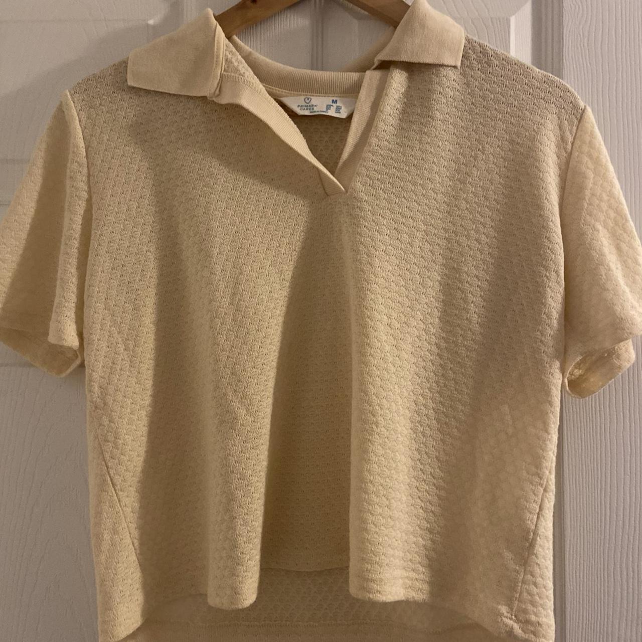 Primark Women's Yellow and Cream Poloshirts Depop