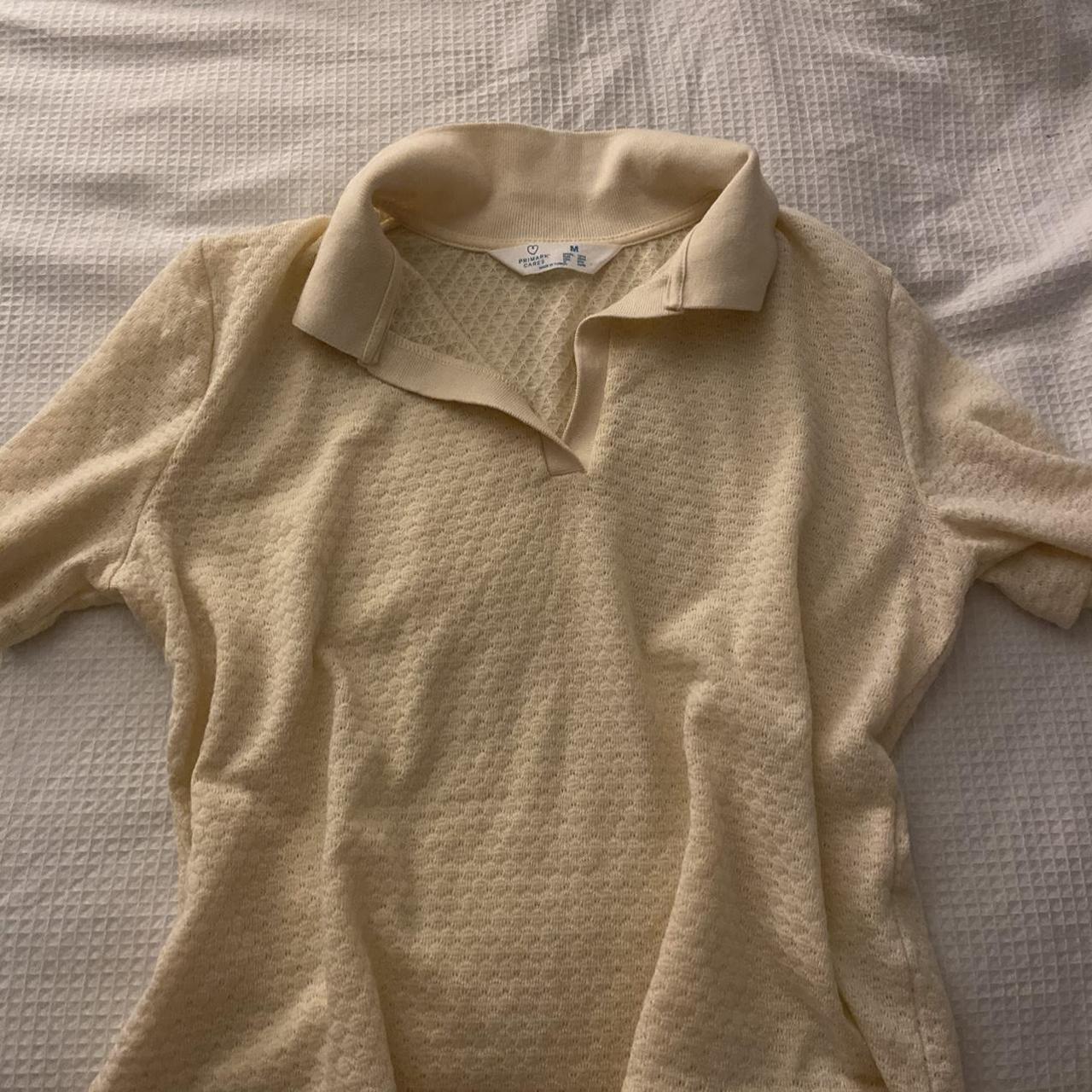 Primark Women's Yellow and Cream Poloshirts Depop