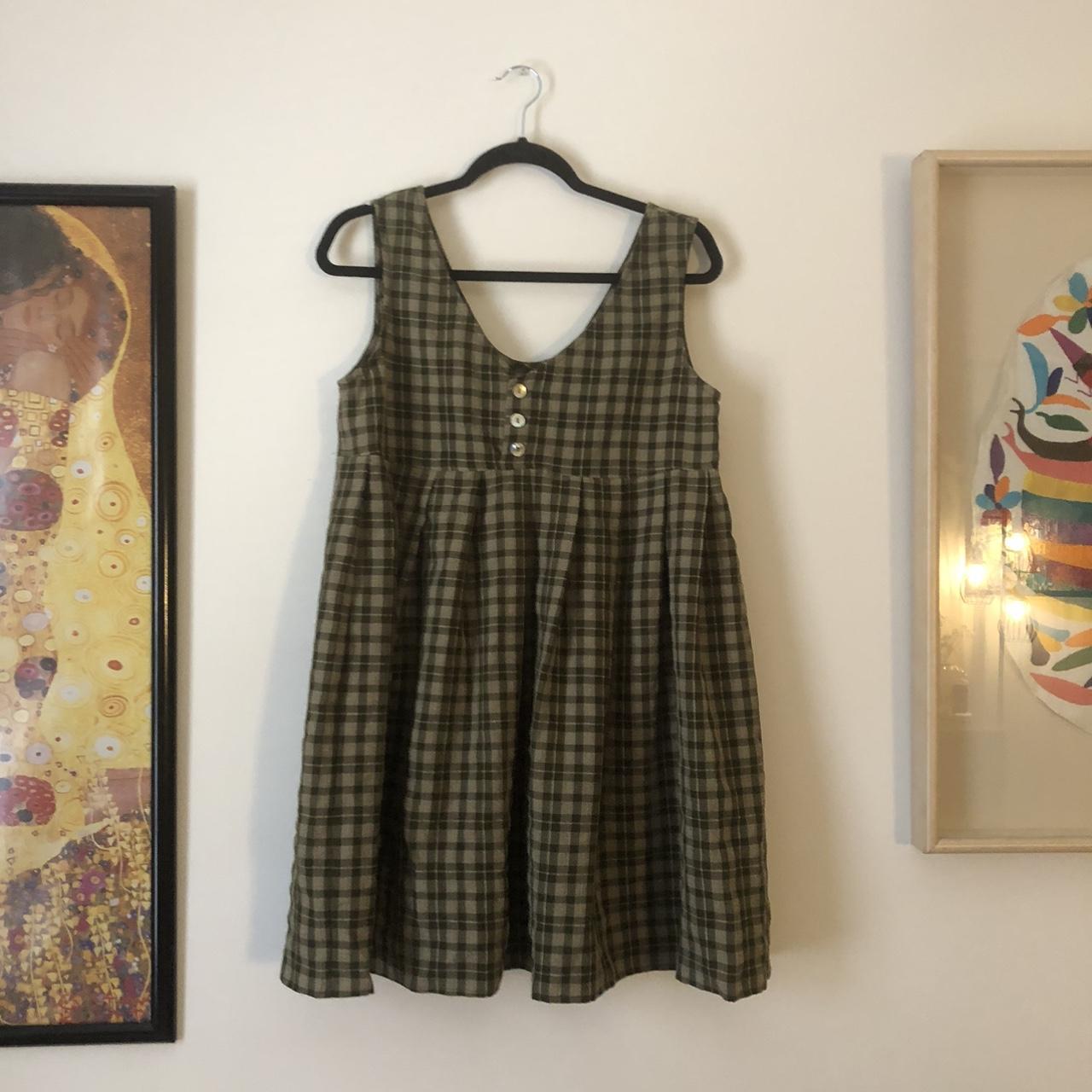UNIF mizuna dress in a size medium!! green plaid... - Depop