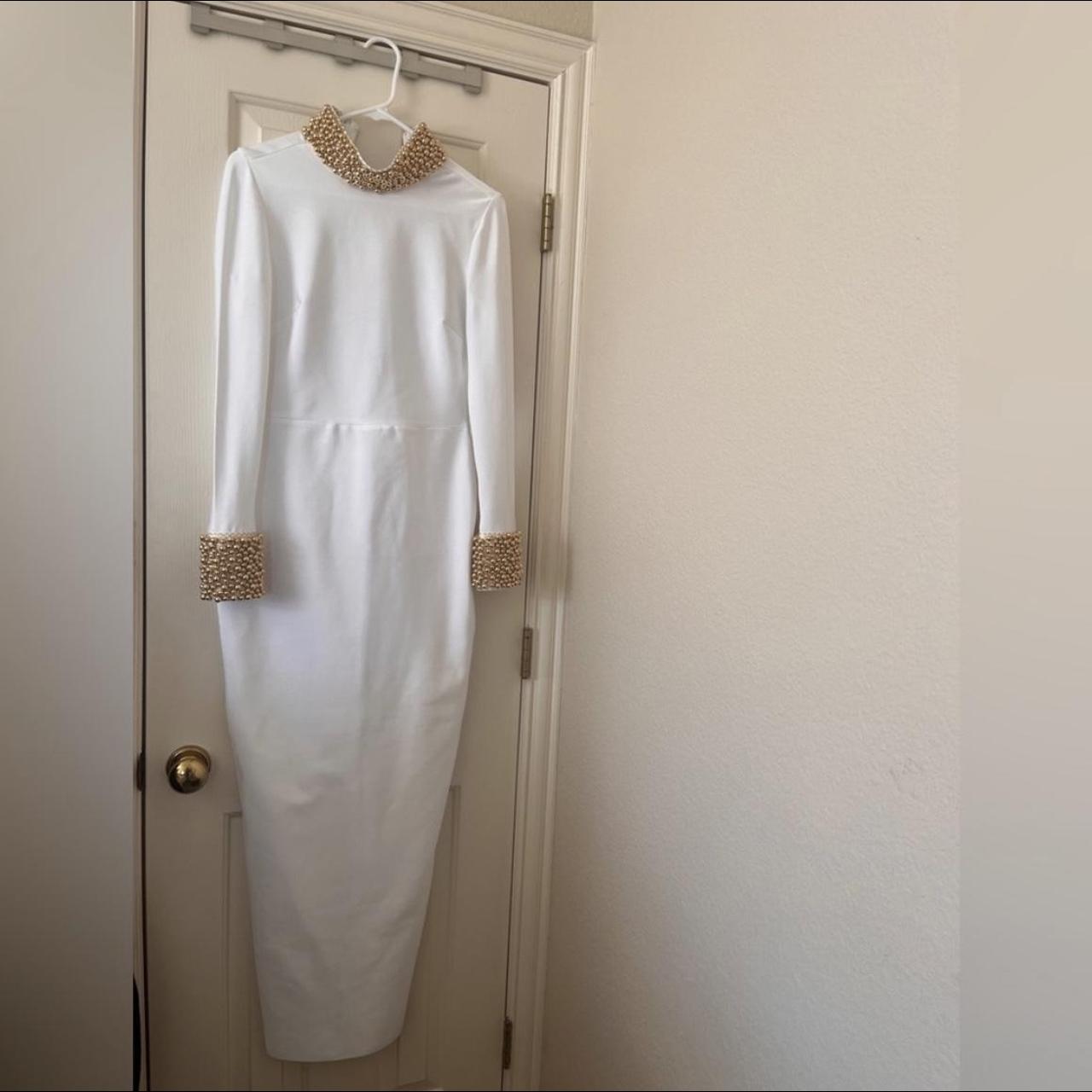 Fashion nova white 2024 and gold dress