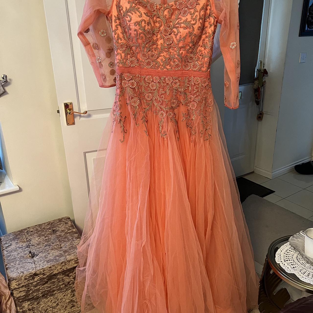 Women's Pink and Orange Dress Depop