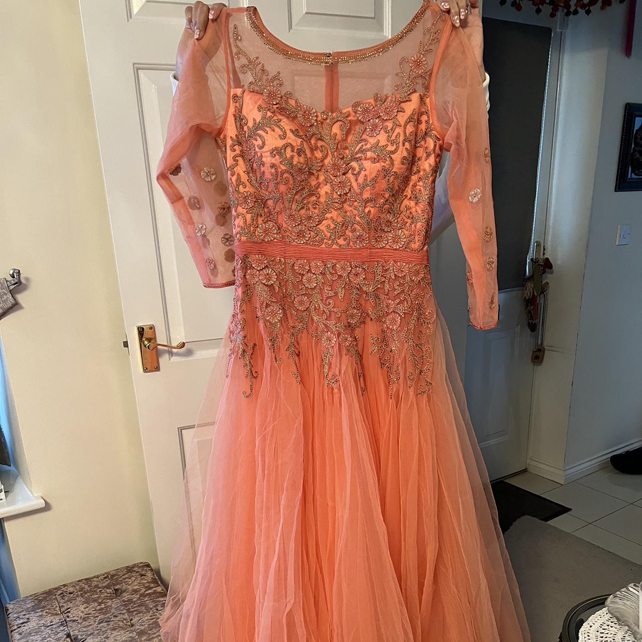 Women's Pink and Orange Dress Depop