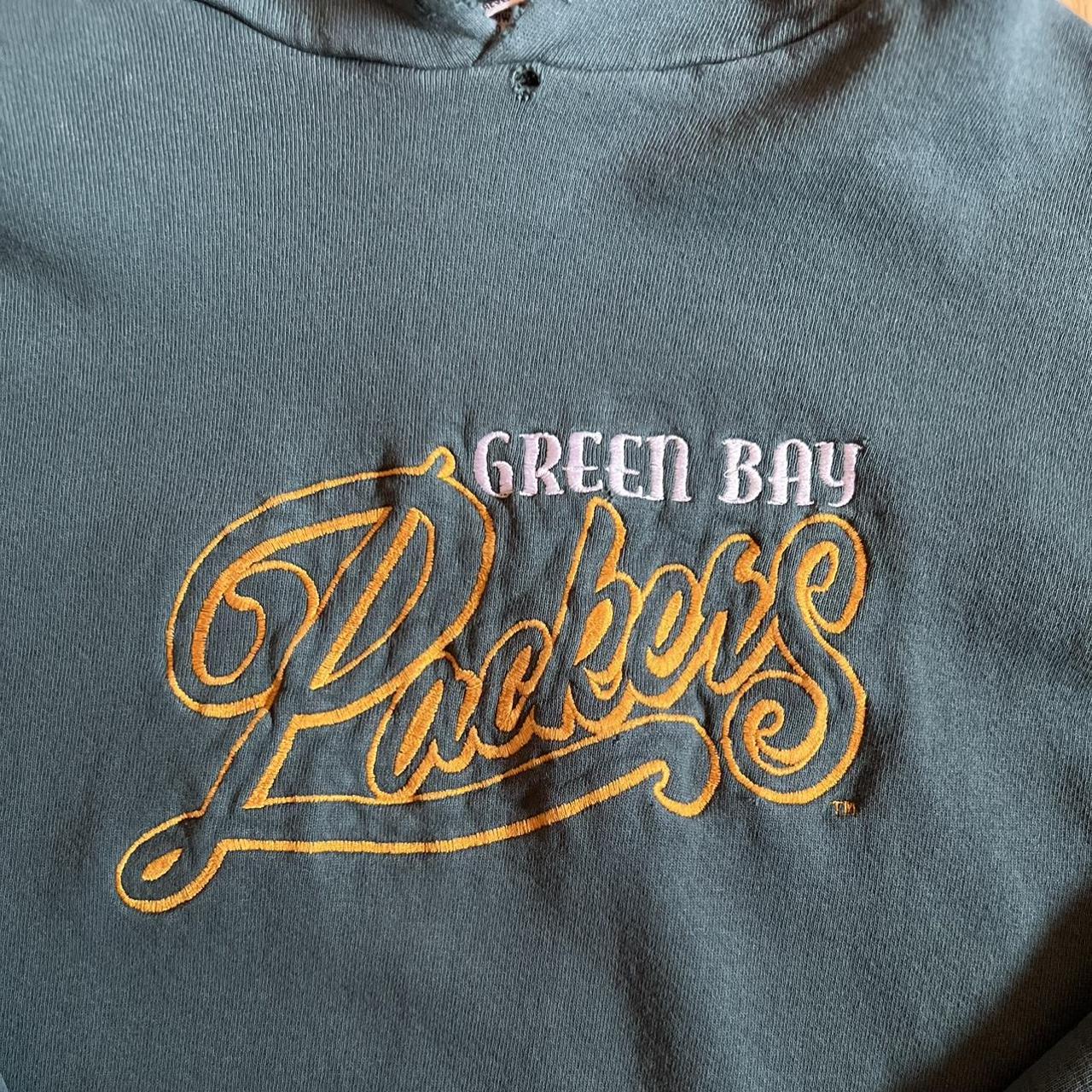 Nutmeg Green Bay Packers Hoodie Embroidered Logo - Depop