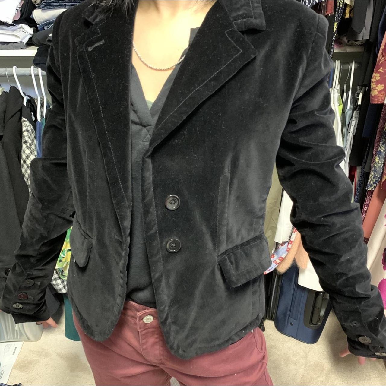 Lucky Brand black velvet suit jacket. Cotton shell - Depop