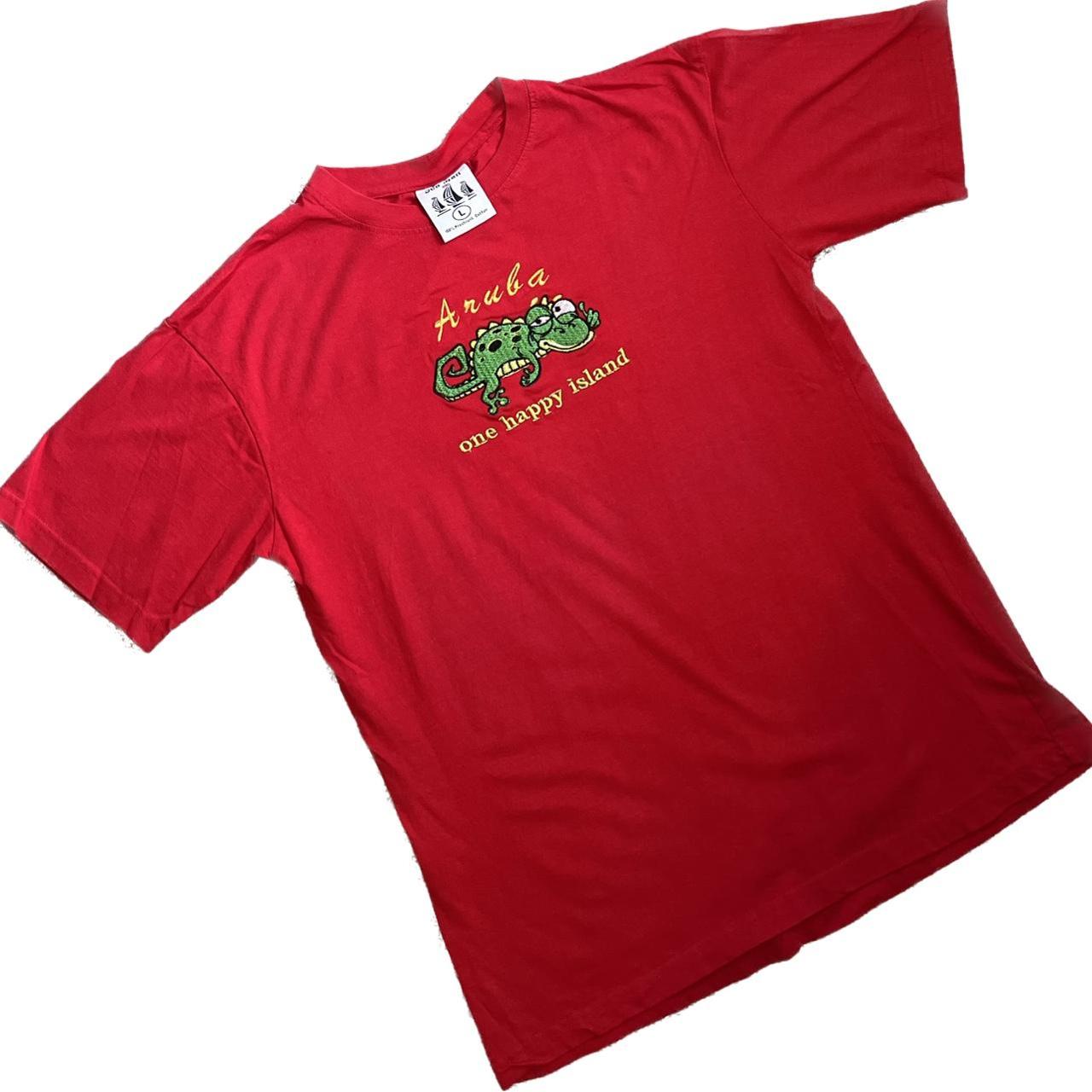 Men's Red and Green Tshirt Depop