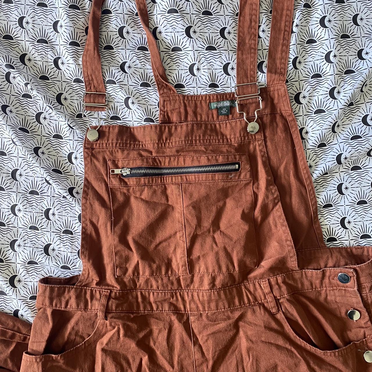 burnt orange overalls, perfect for a fall... Depop