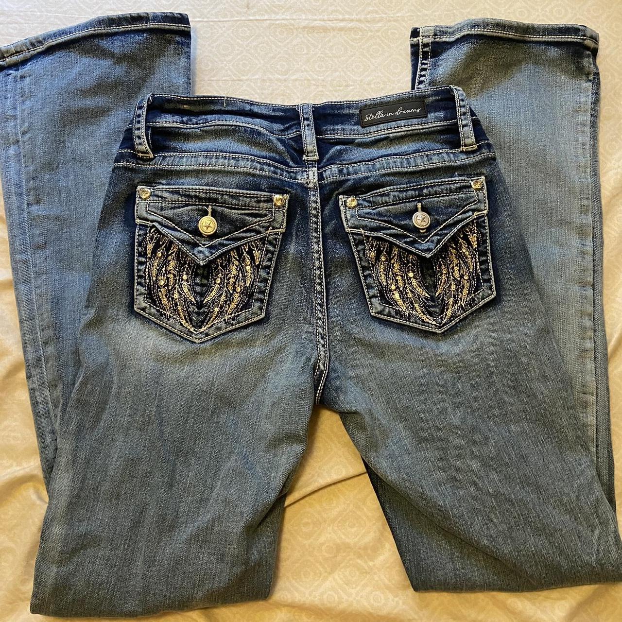 bootcut jeans with the cutest angel wings on back... - Depop