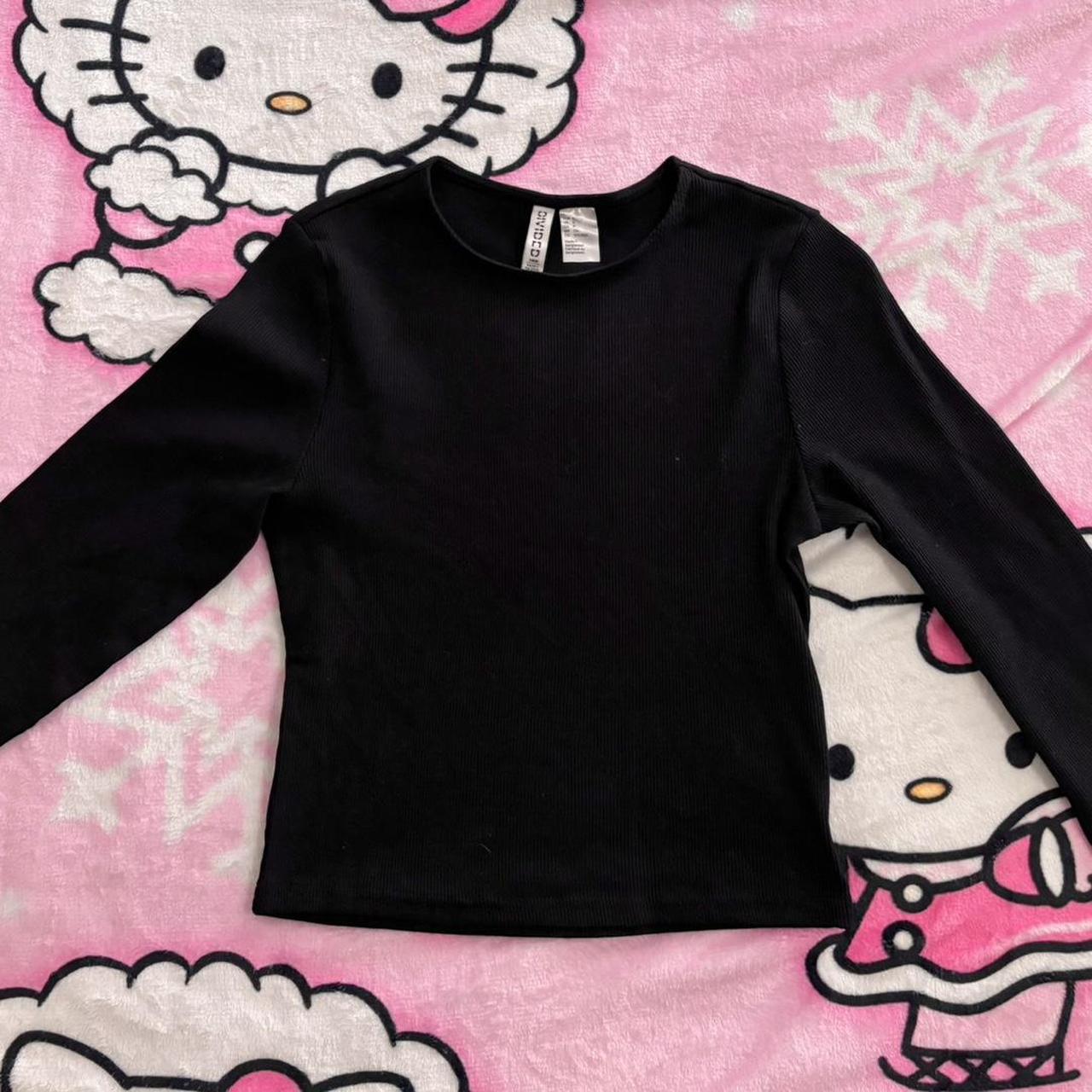 h&m basic black long sleeve top size: s but can fit... - Depop