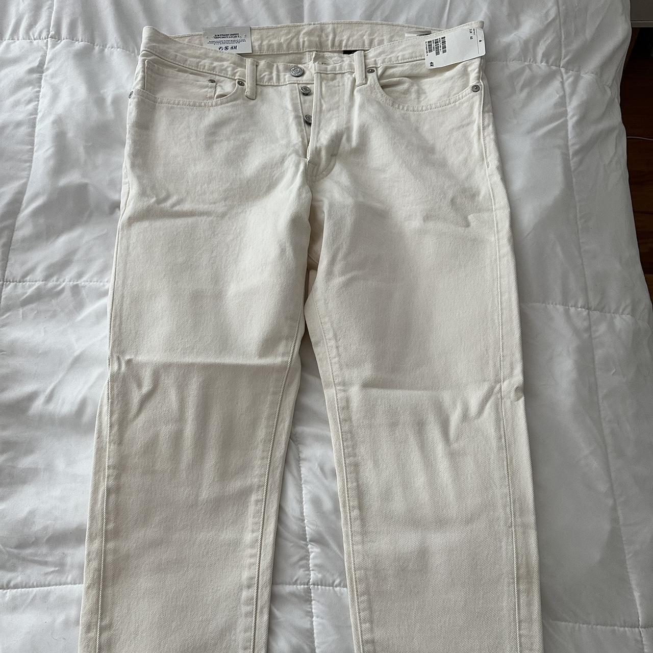 H&M Men's Cream Jeans Depop