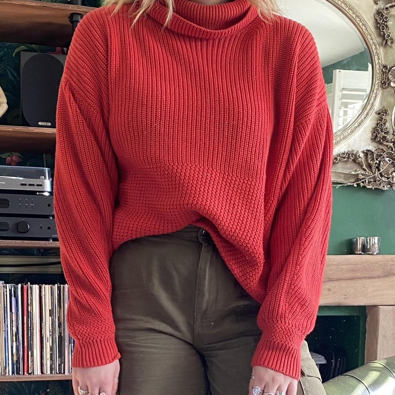 Thick red cropped turtleneck, wool blend knit; super… - Depop