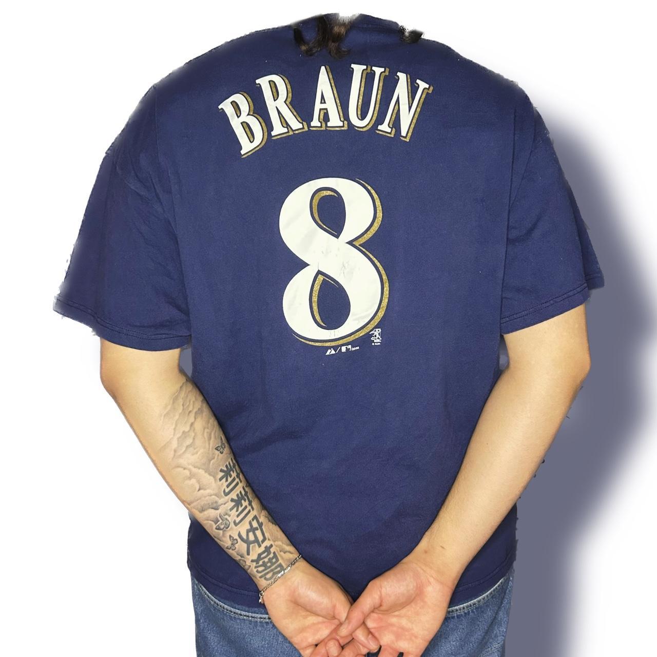 Majestic, Tops, Brewers Ryan Braun Pinstripe Jersey