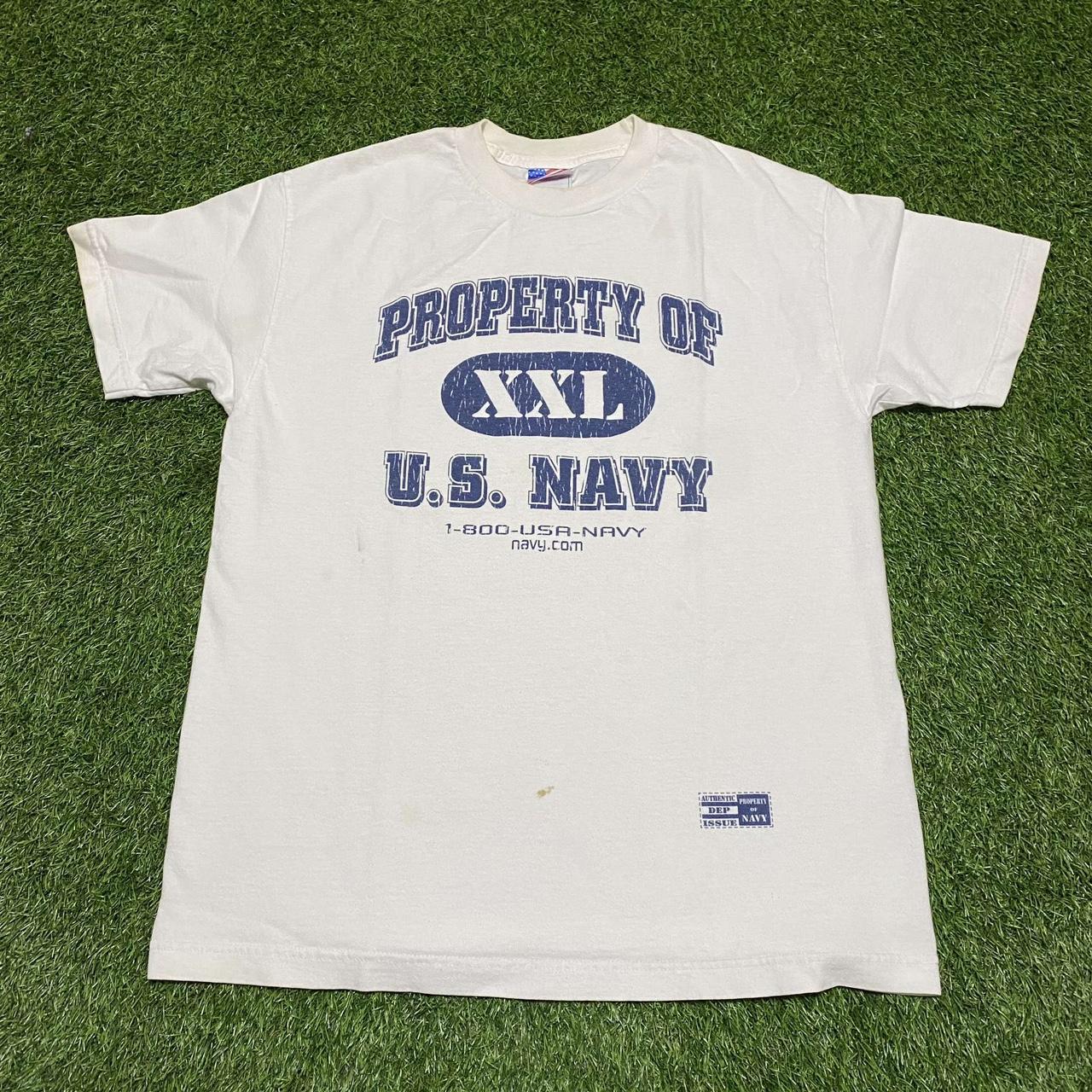 Property of XXL U.S navy t shirt Flaws shown Dm... - Depop