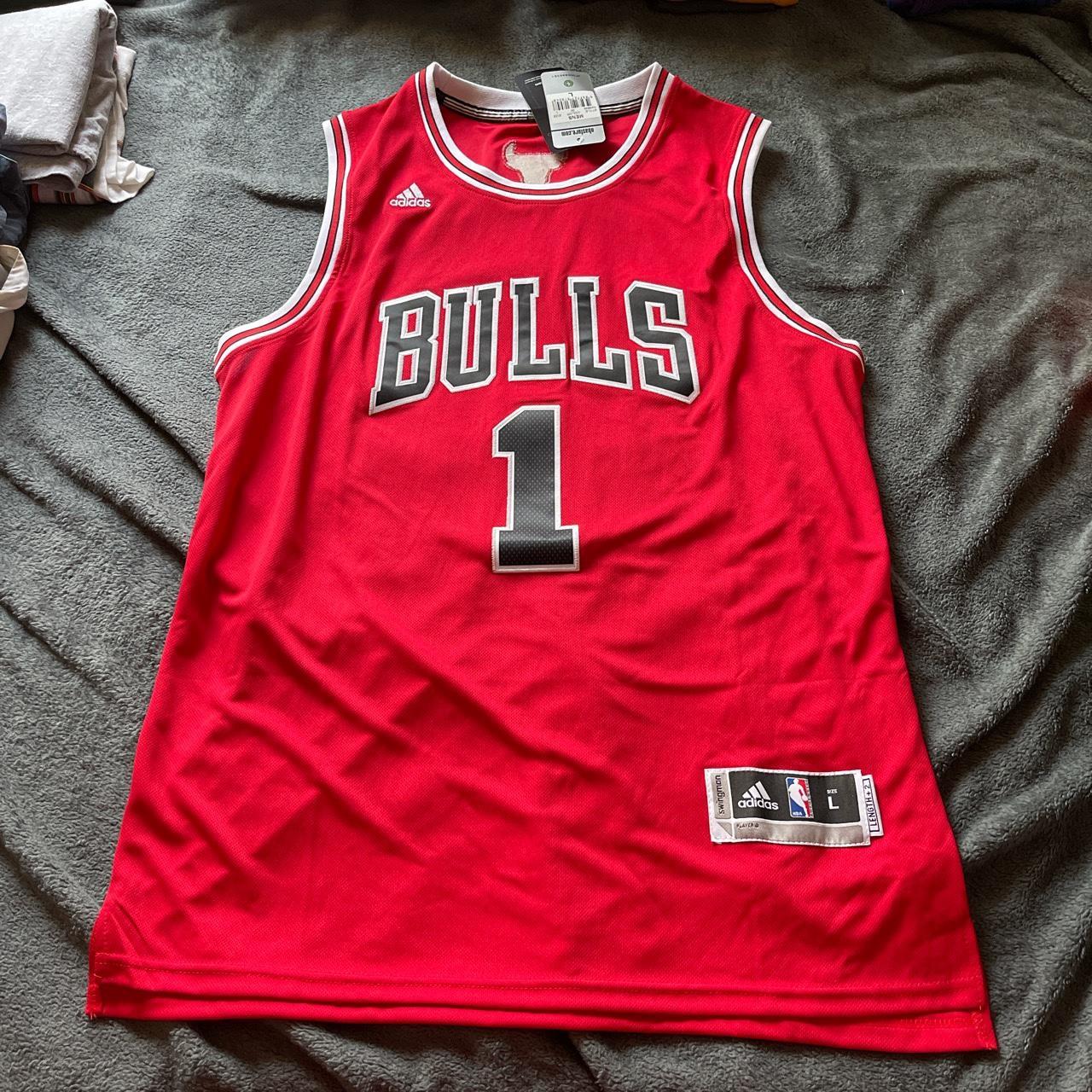 Adidas NBA Chicago Bulls Derrick Rose Red Black - Depop