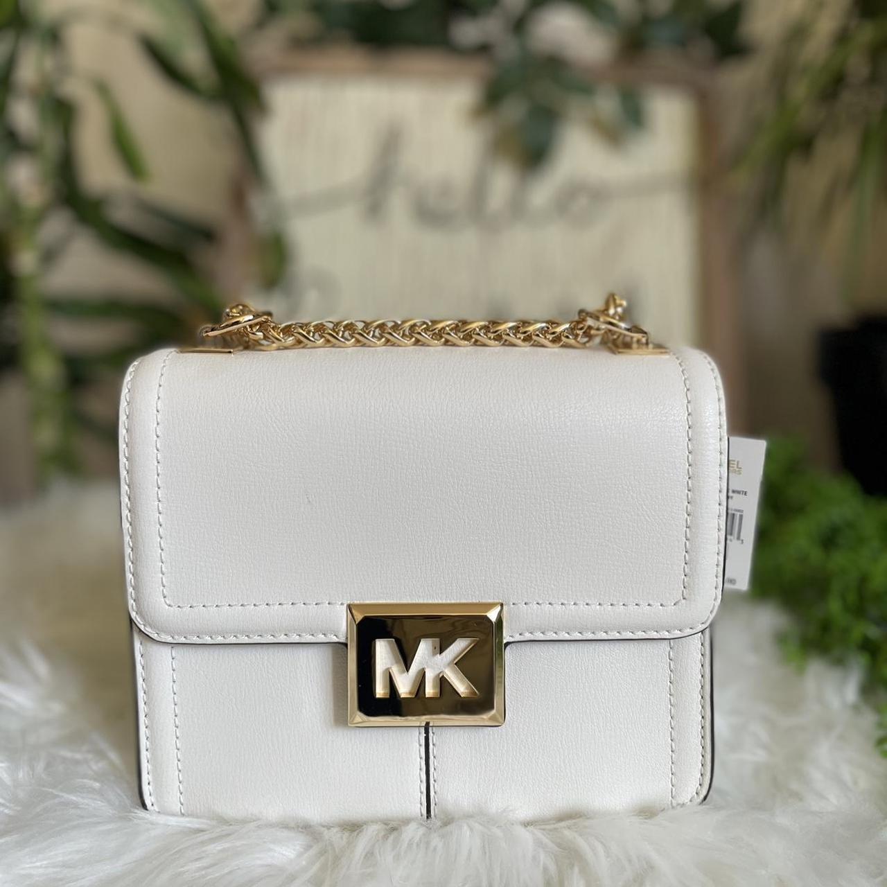 Michael kors white purse on sale with gold chain