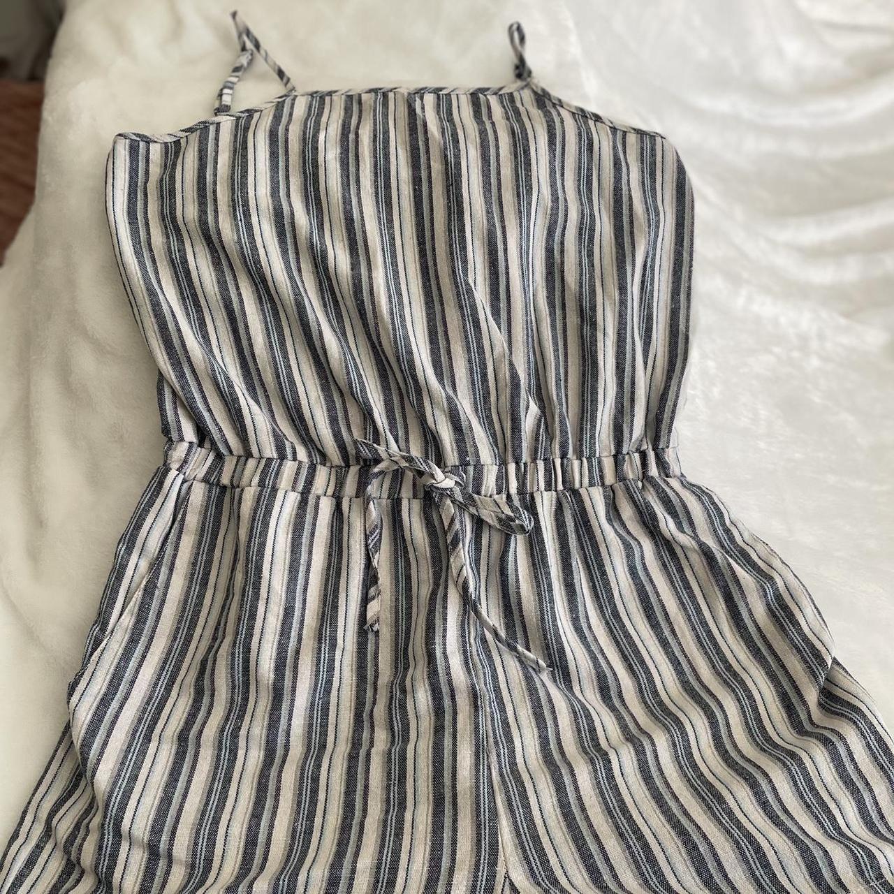 Ci Sono Women s Blue White Striped Romper Strap. Depop