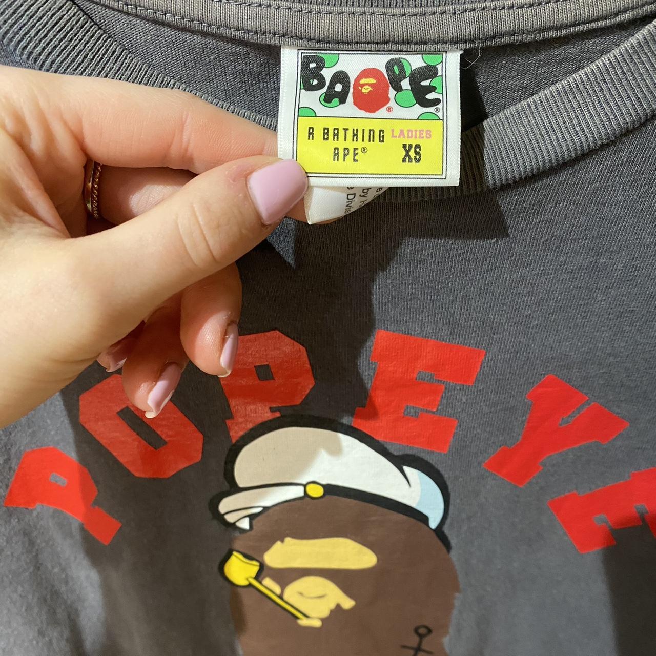 BAPE X POPEYE T-shirt - grey and red BAPE popeye... - Depop