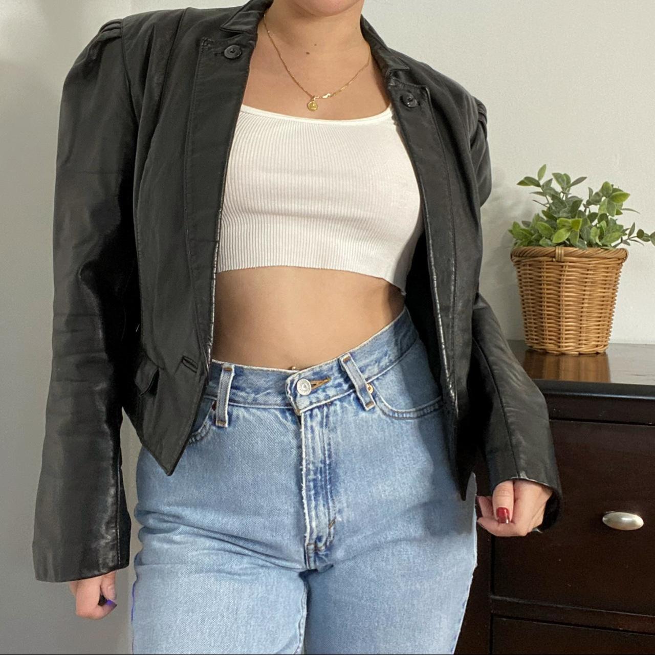 Vintage Wilsons Leather Biker Cropped Blazer Depop