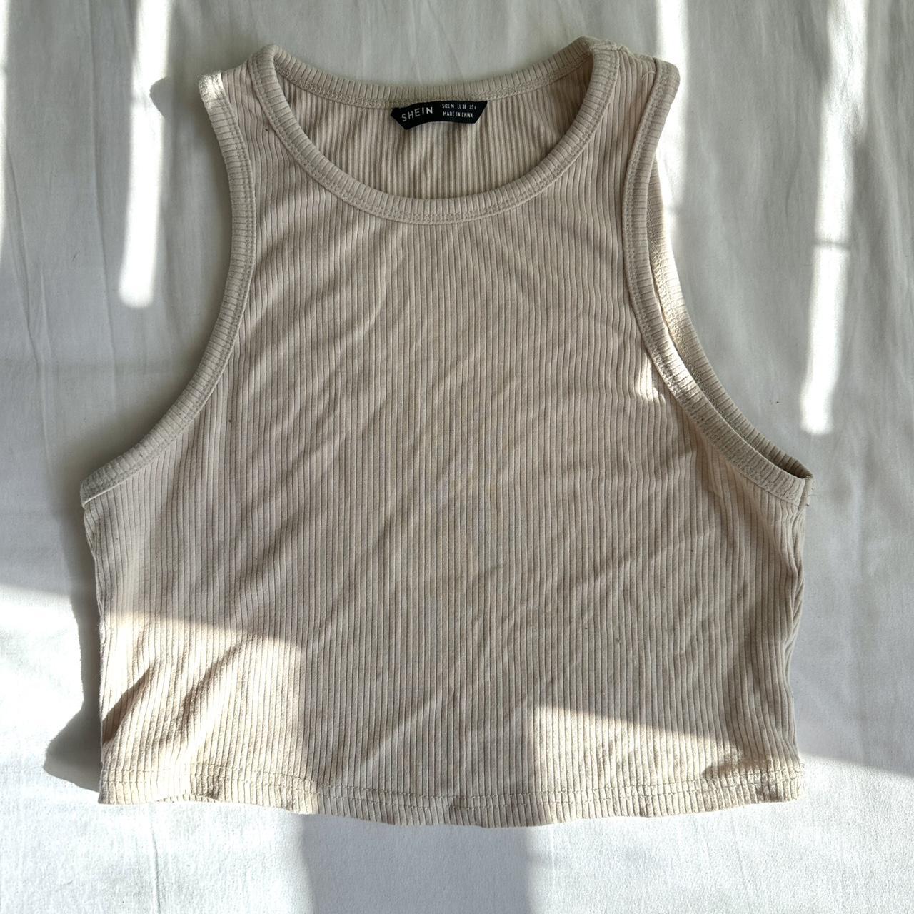 TAN RIBBED CROPPED TANK 🧋 + Stretchy & thick ribbed... - Depop