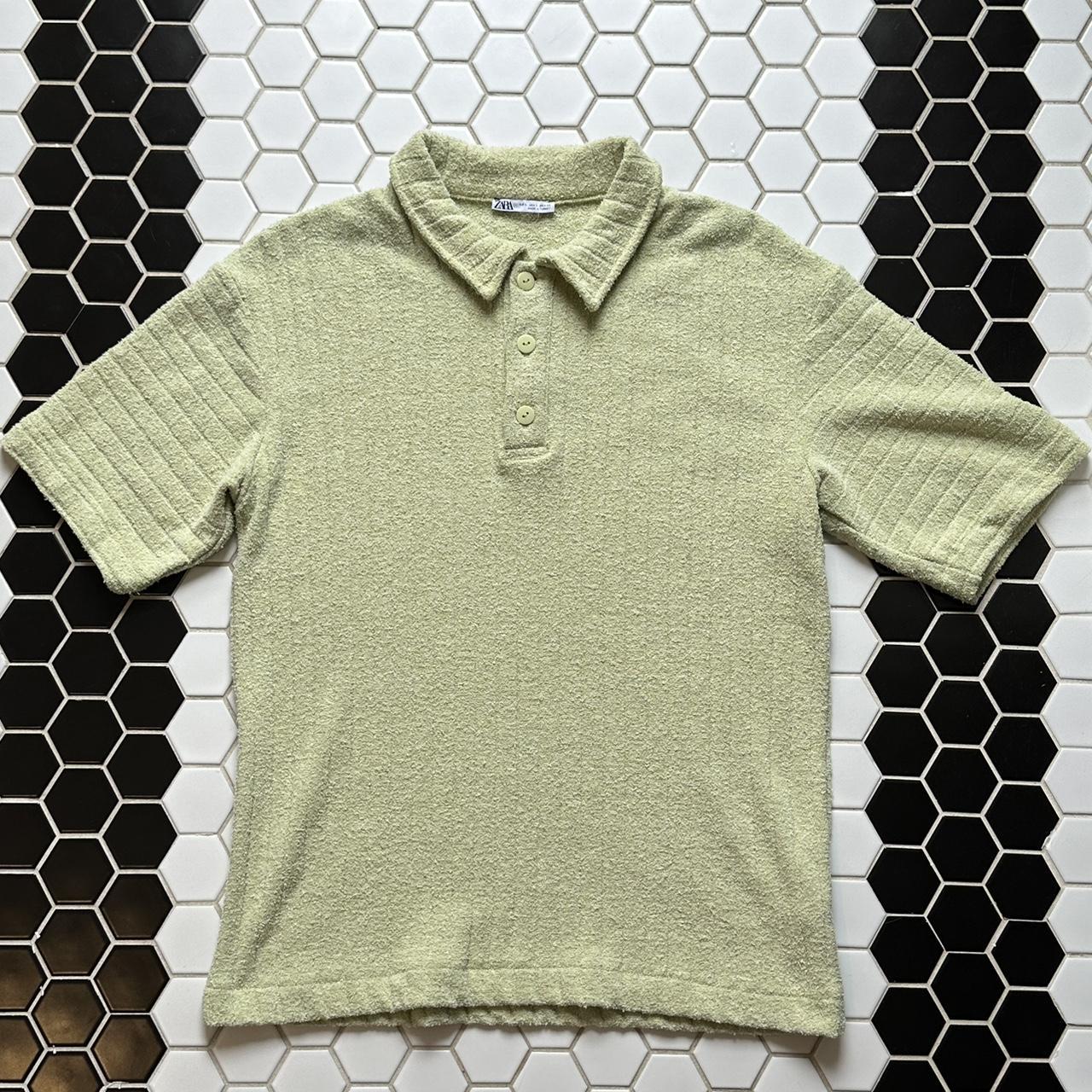 Men’s Zara Terry Cloth Green Polo matching shorts... Depop