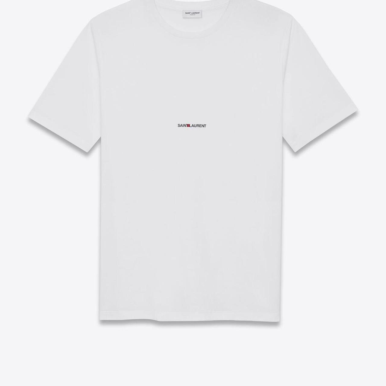 Saint Laurent: White Rive Gauche Logo T-Shirt