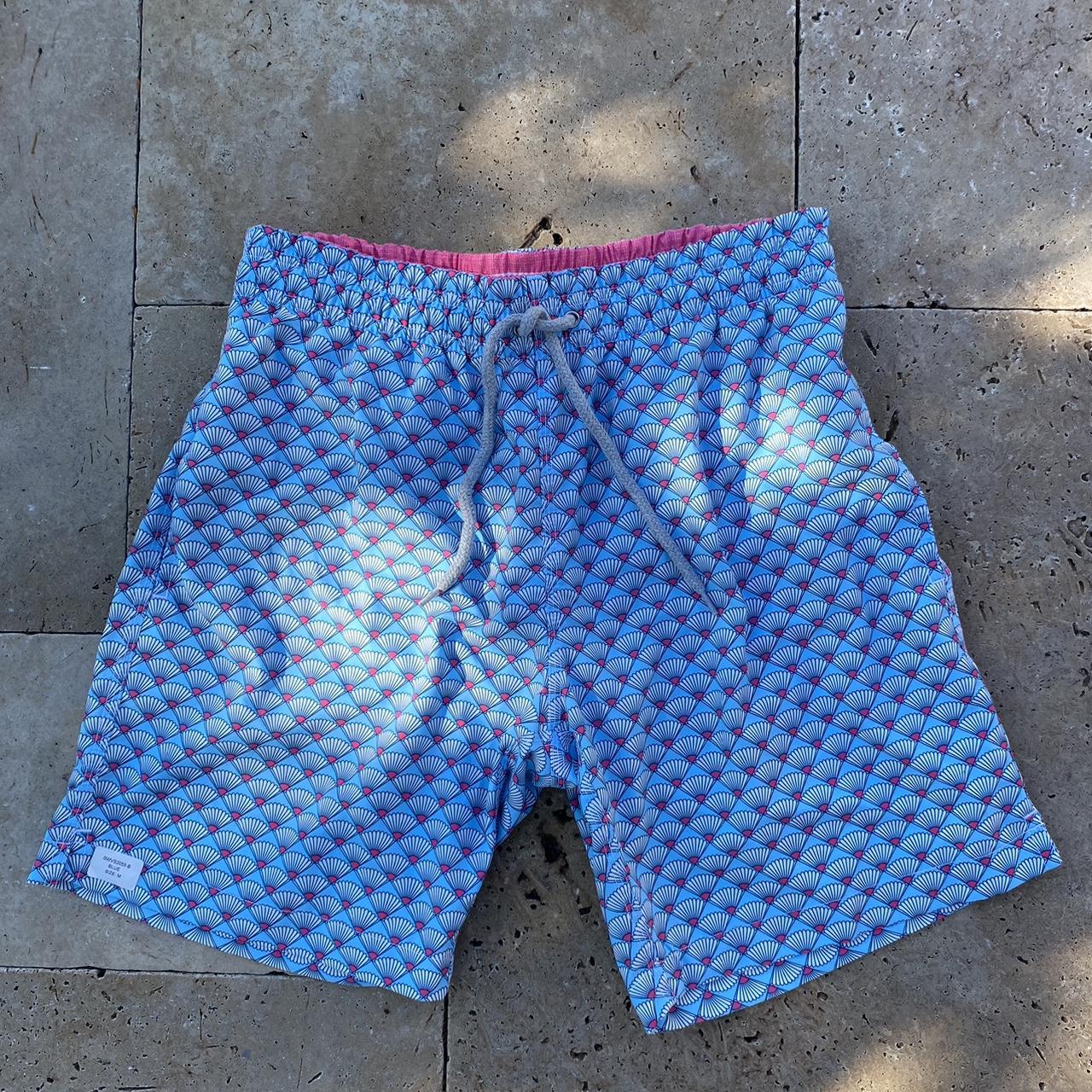 Men's Blue and Pink Swim-briefs-shorts