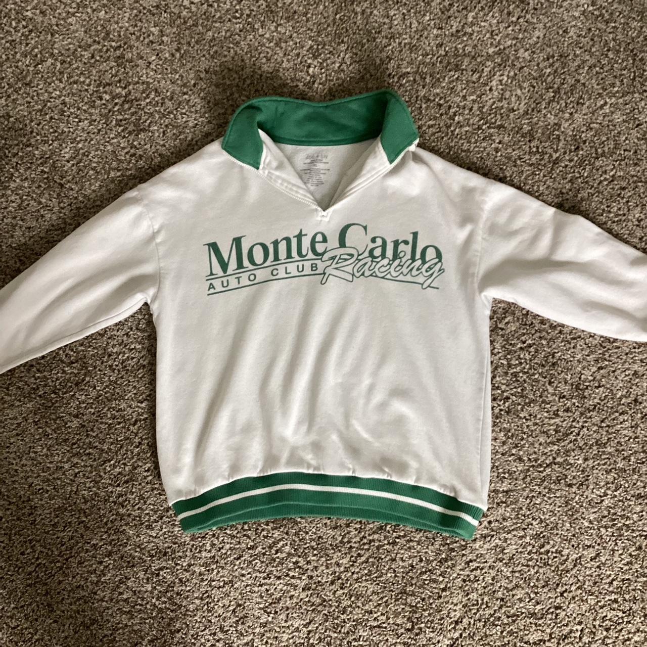 Men's Sweatshirt - White/Green - XL – Monte Carlo Auto Club Racing quarter zip …