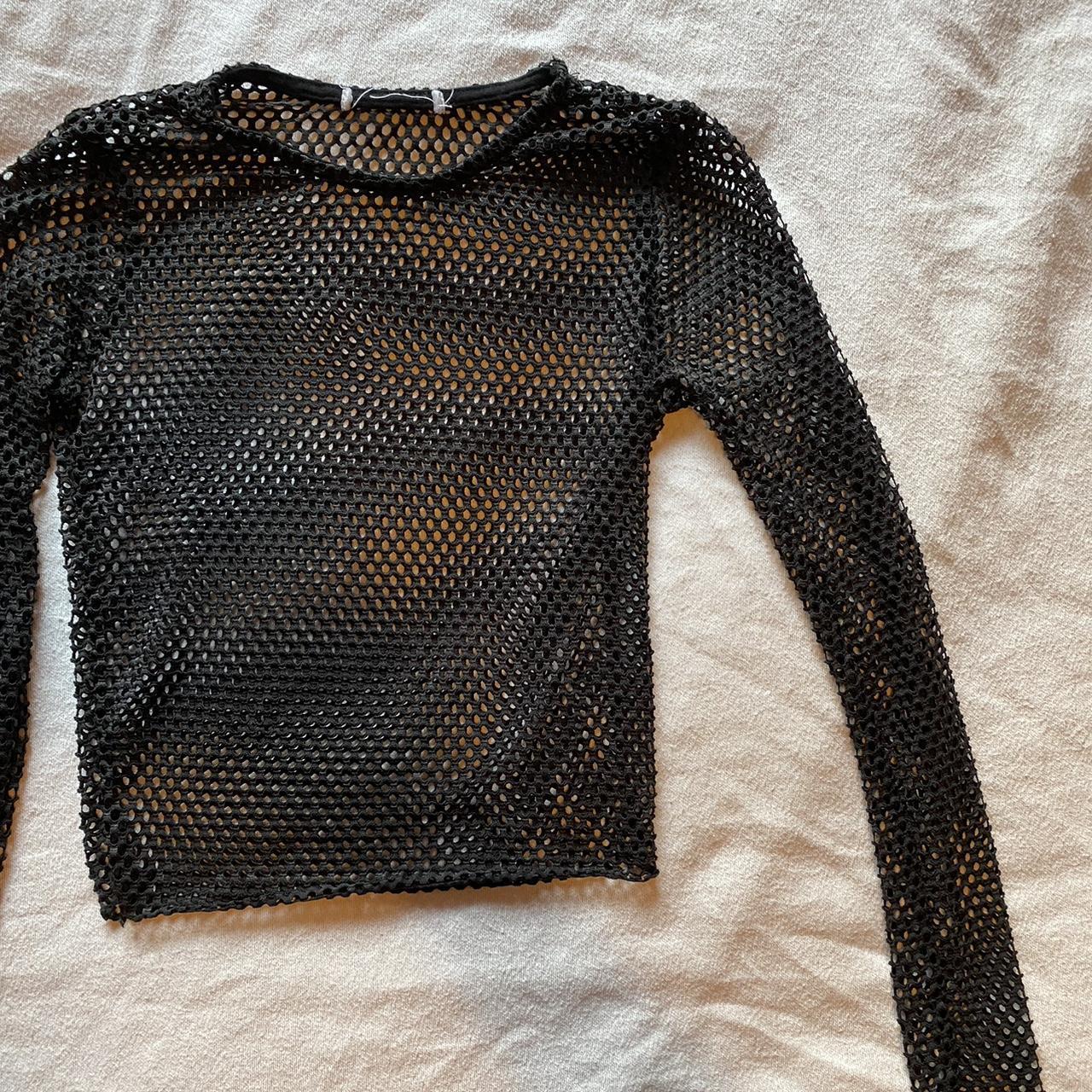 black long sleeve fishnet arms - size: no tag but... - Depop