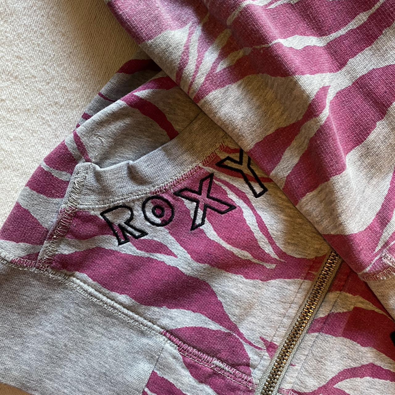 pink zebra print roxy jacket size small all... Depop