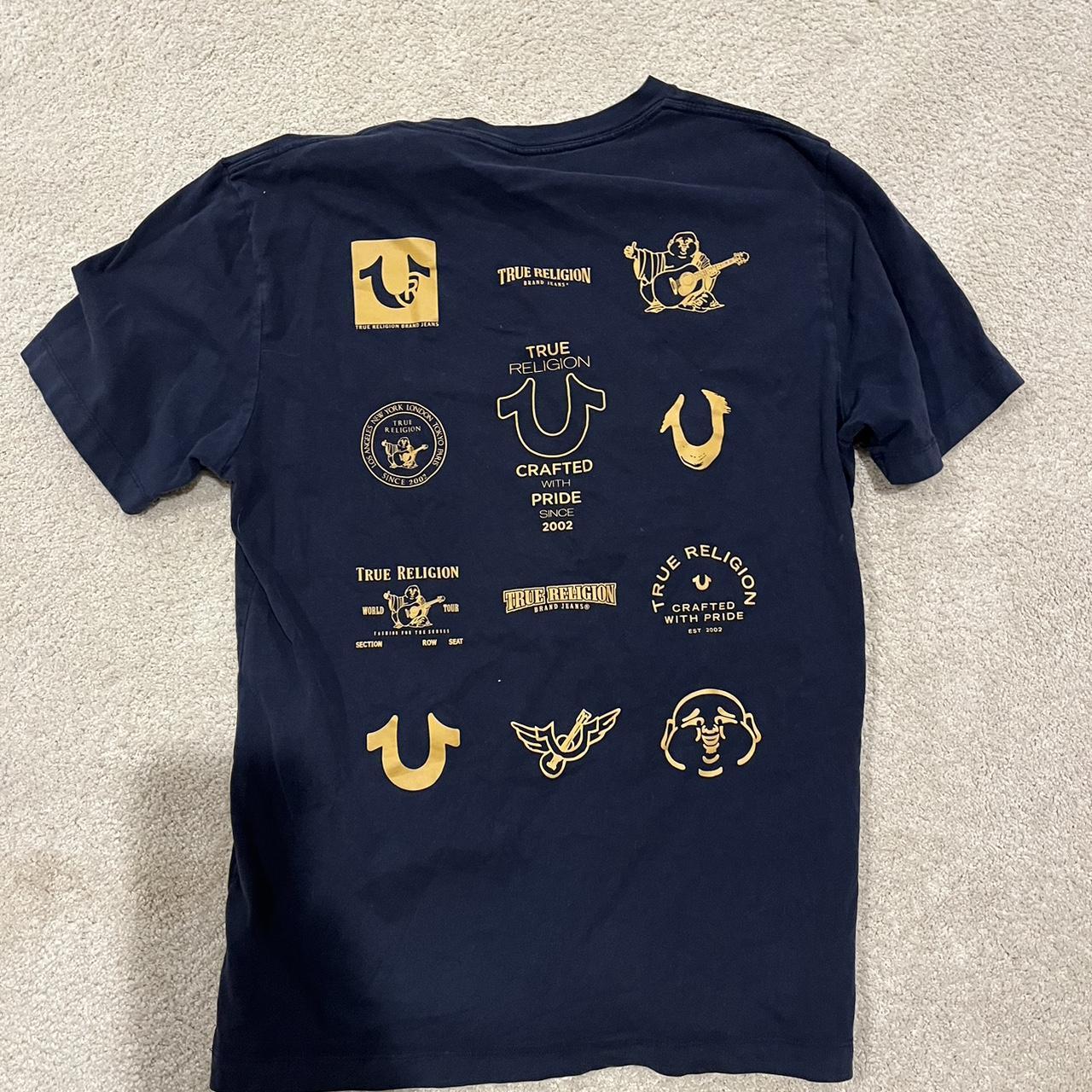 Mens Tshirt Blue And Yellow True Religion Shirt SUPER COOL GLO