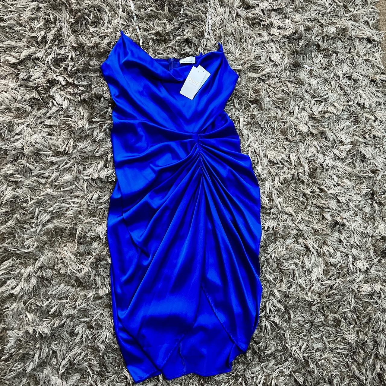 New Electric Blue Satin Midi Dress With Diamanté Depop 1626