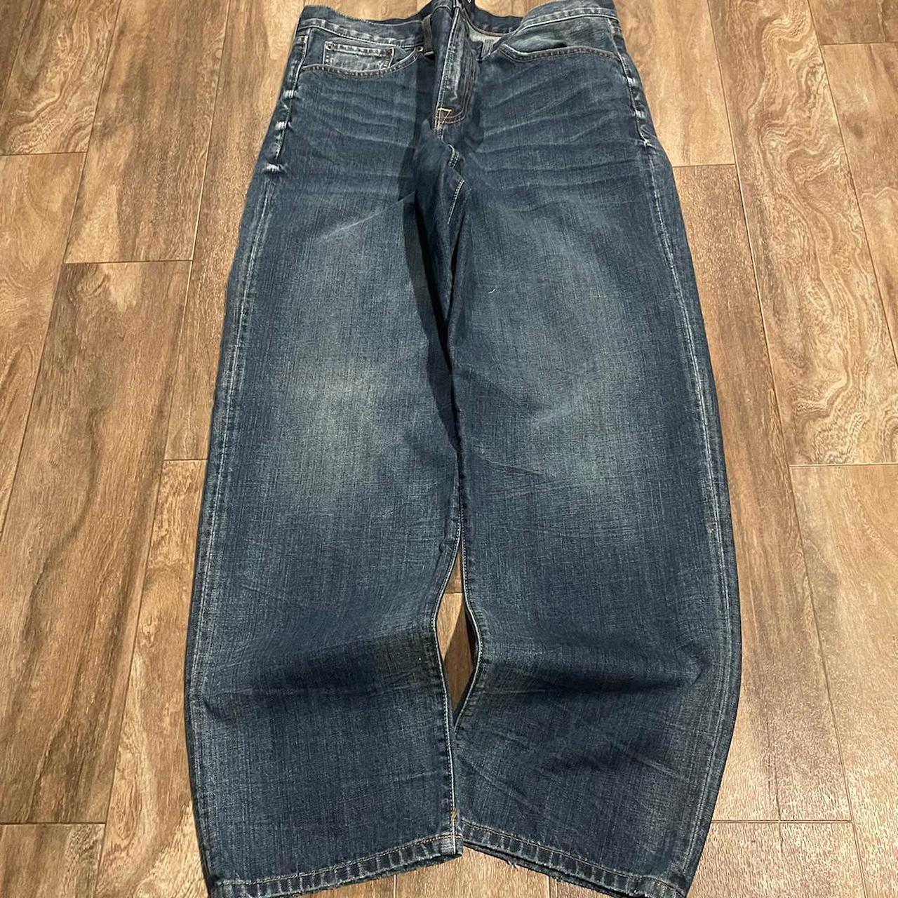 y2k baggy af distressed lucky jeans not actually... - Depop