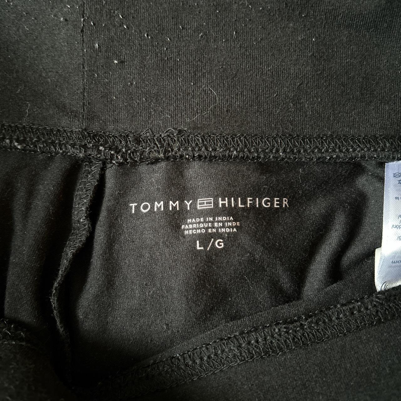 Large Tommy Hilfiger Black Leggings. Small logo on - Depop