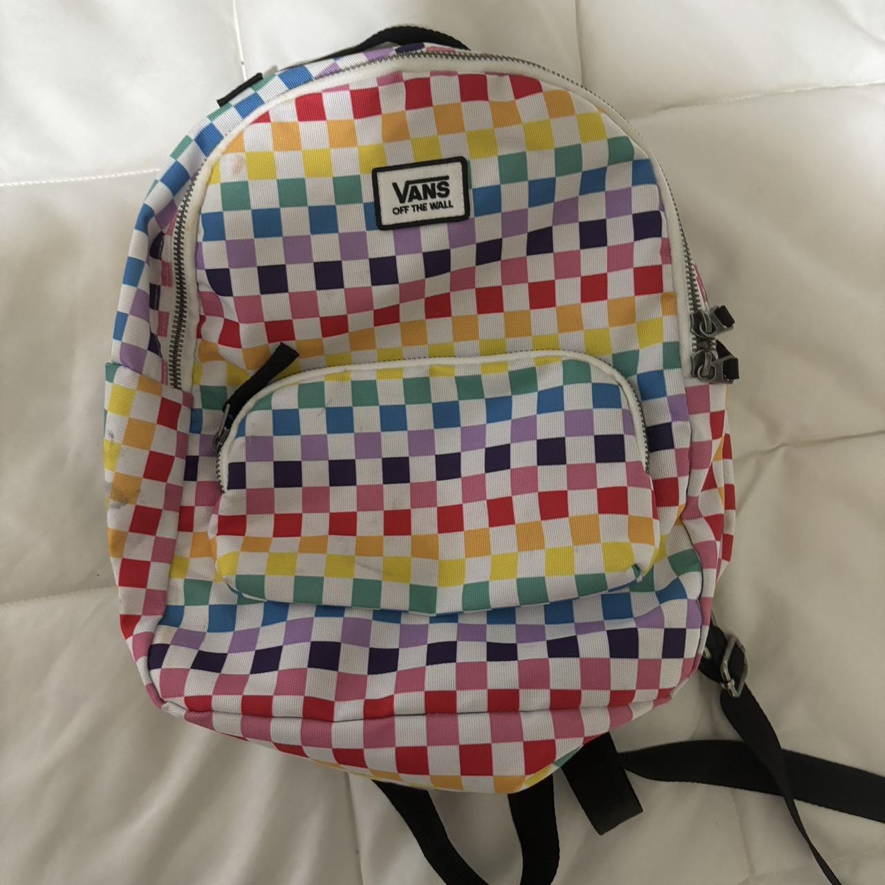 rainbow checkered vans backpack Depop