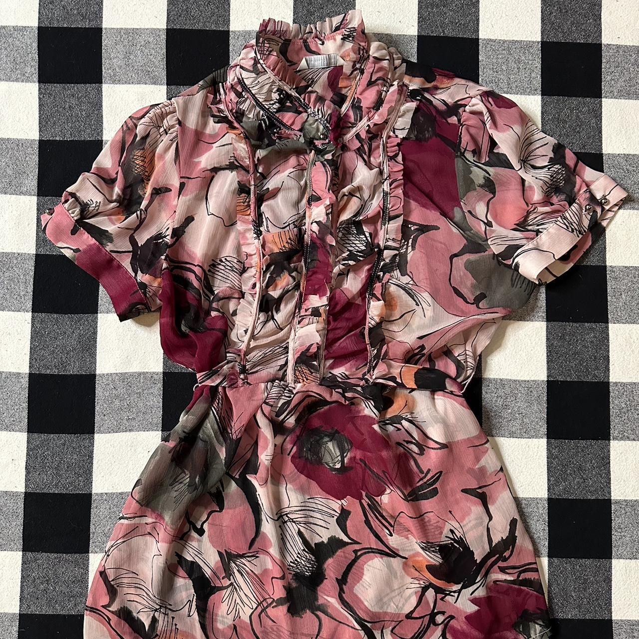 New York & Company Women's Pink and White Blouse