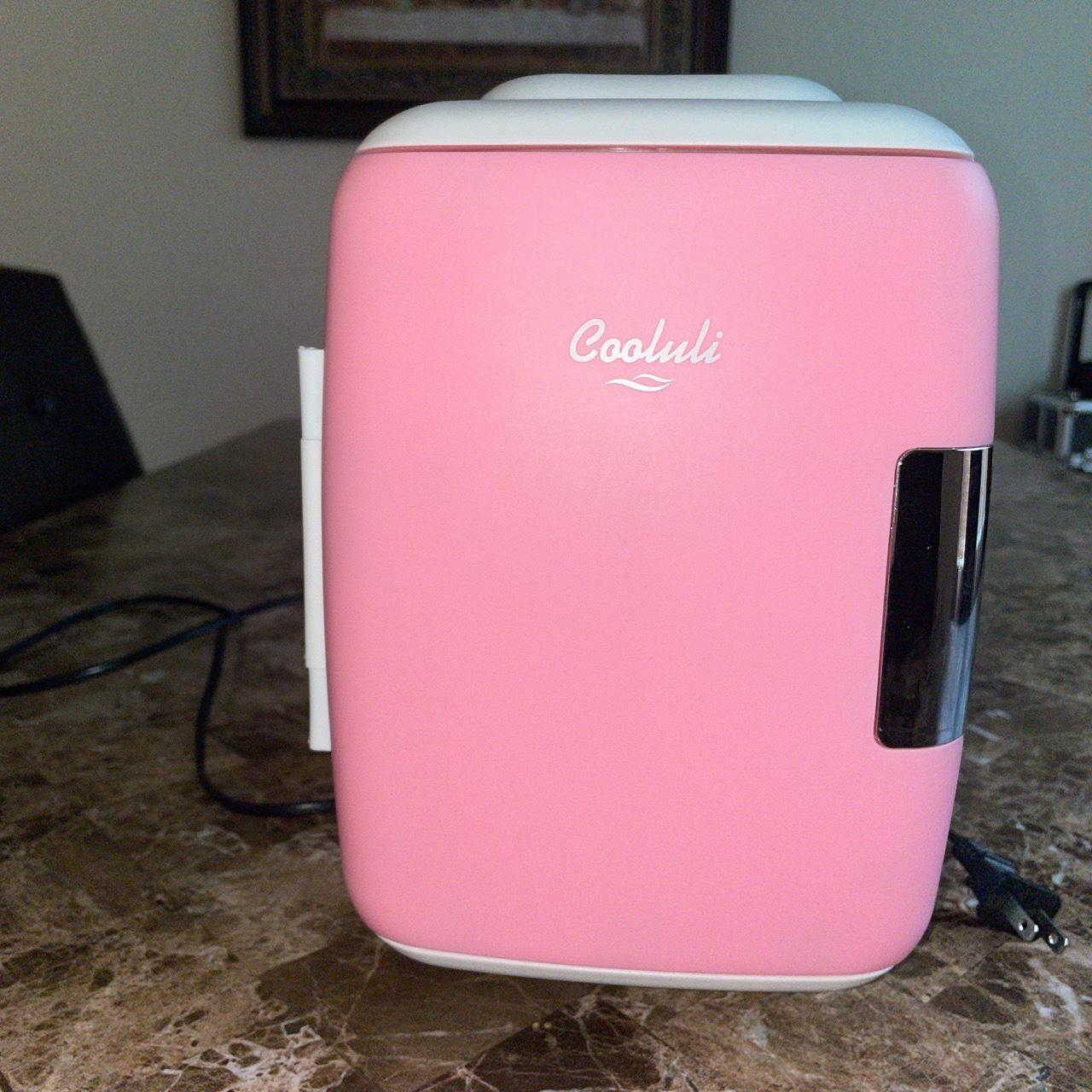Cooluli pink mini skincare fridge with hot and cool... Depop