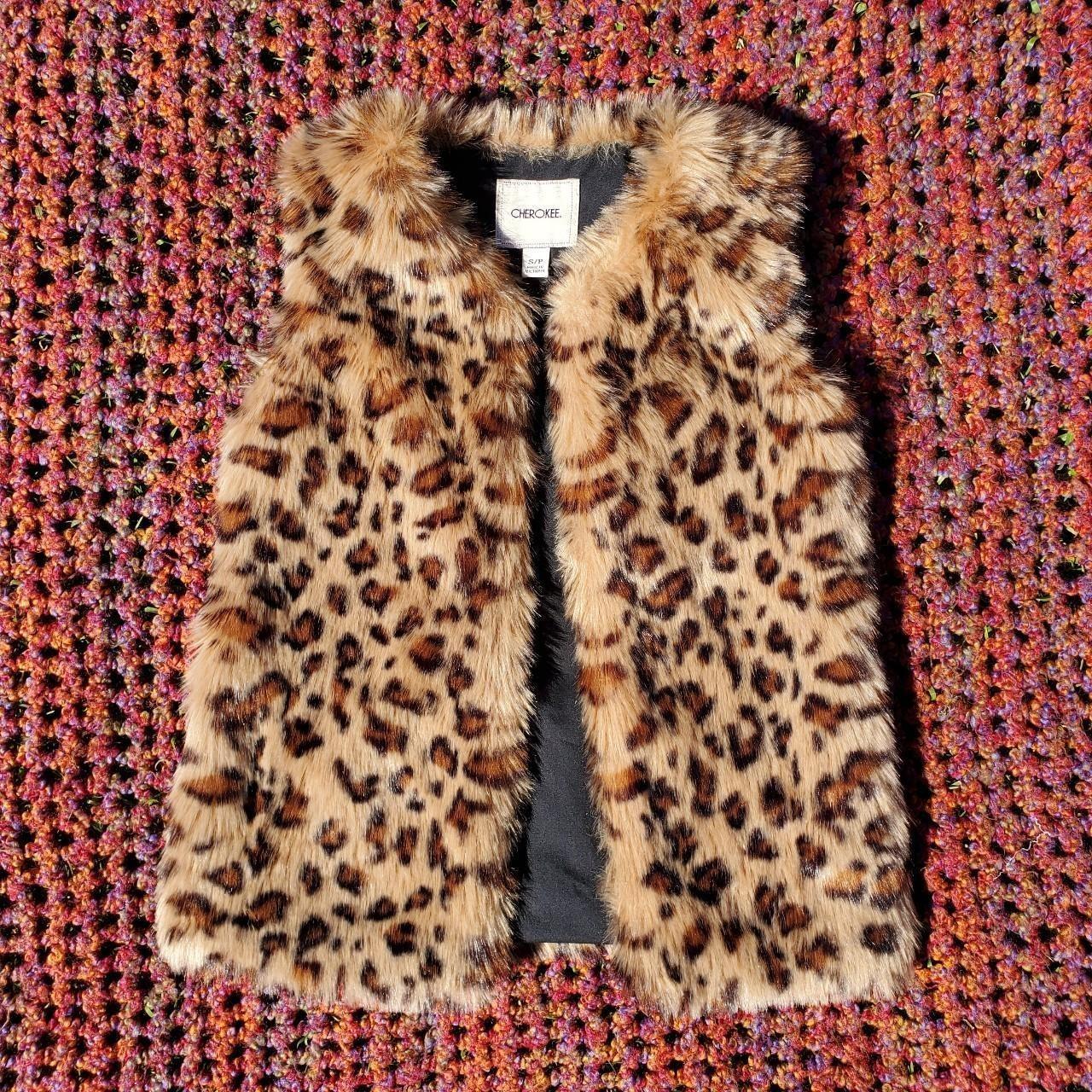 Vintage Cherokee Fur Leopard Vest Petite Smol - Depop