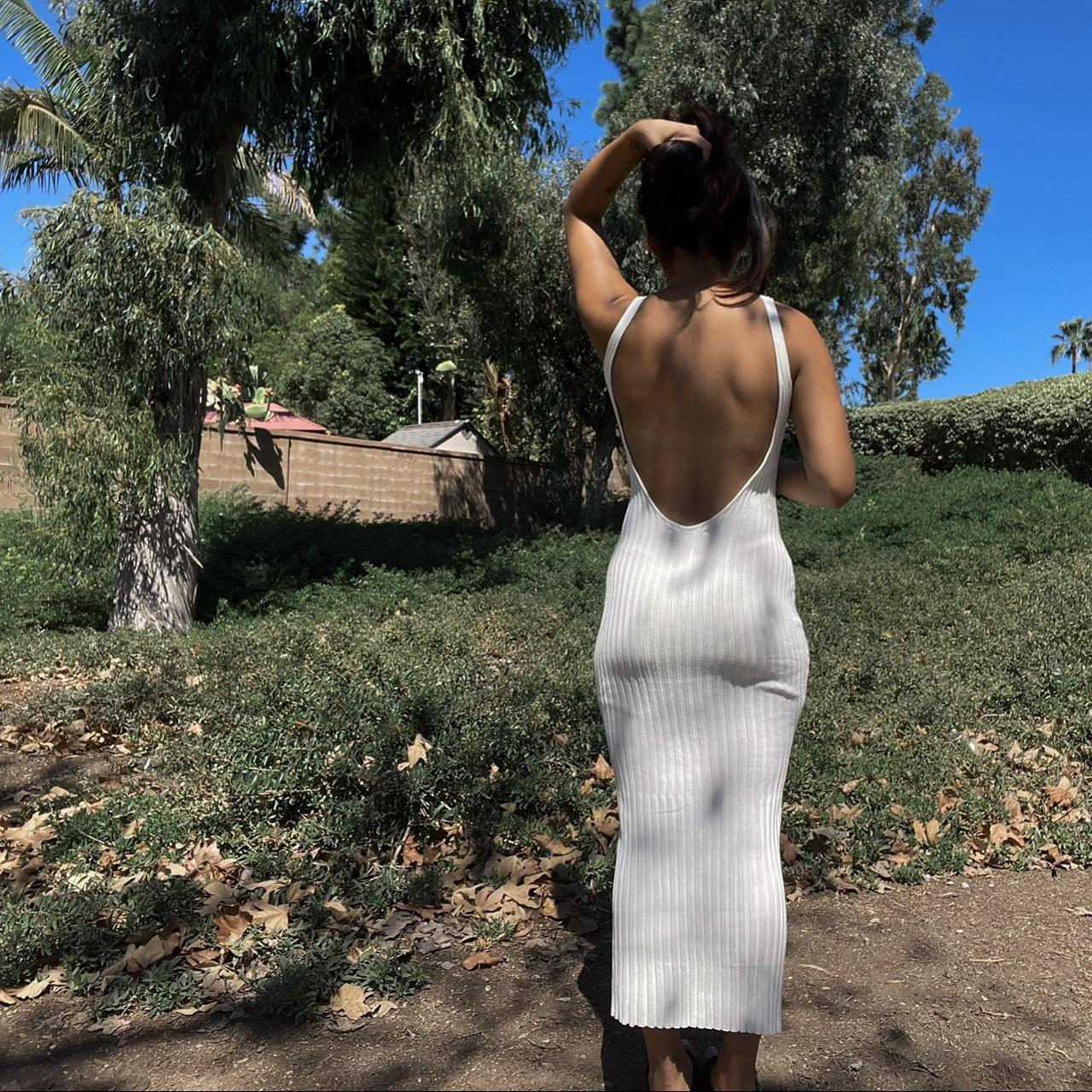 Ribbed Maxi Dress, Halter Neck and Open Back Model... - Depop