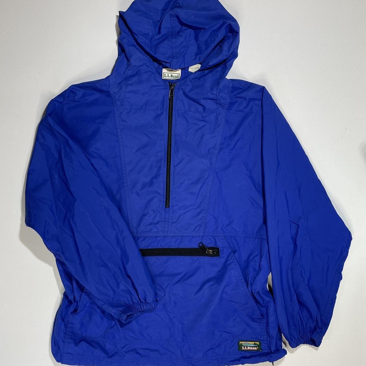 Vintage L.L.Bean Royal Blue Anorak Half Zip Rain... - Depop