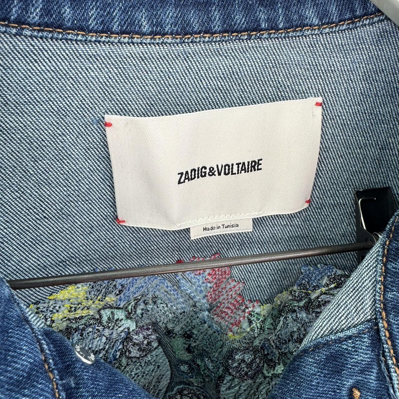 Zadig & Voltaire Embroidered Skull Denim Jacket | Depop