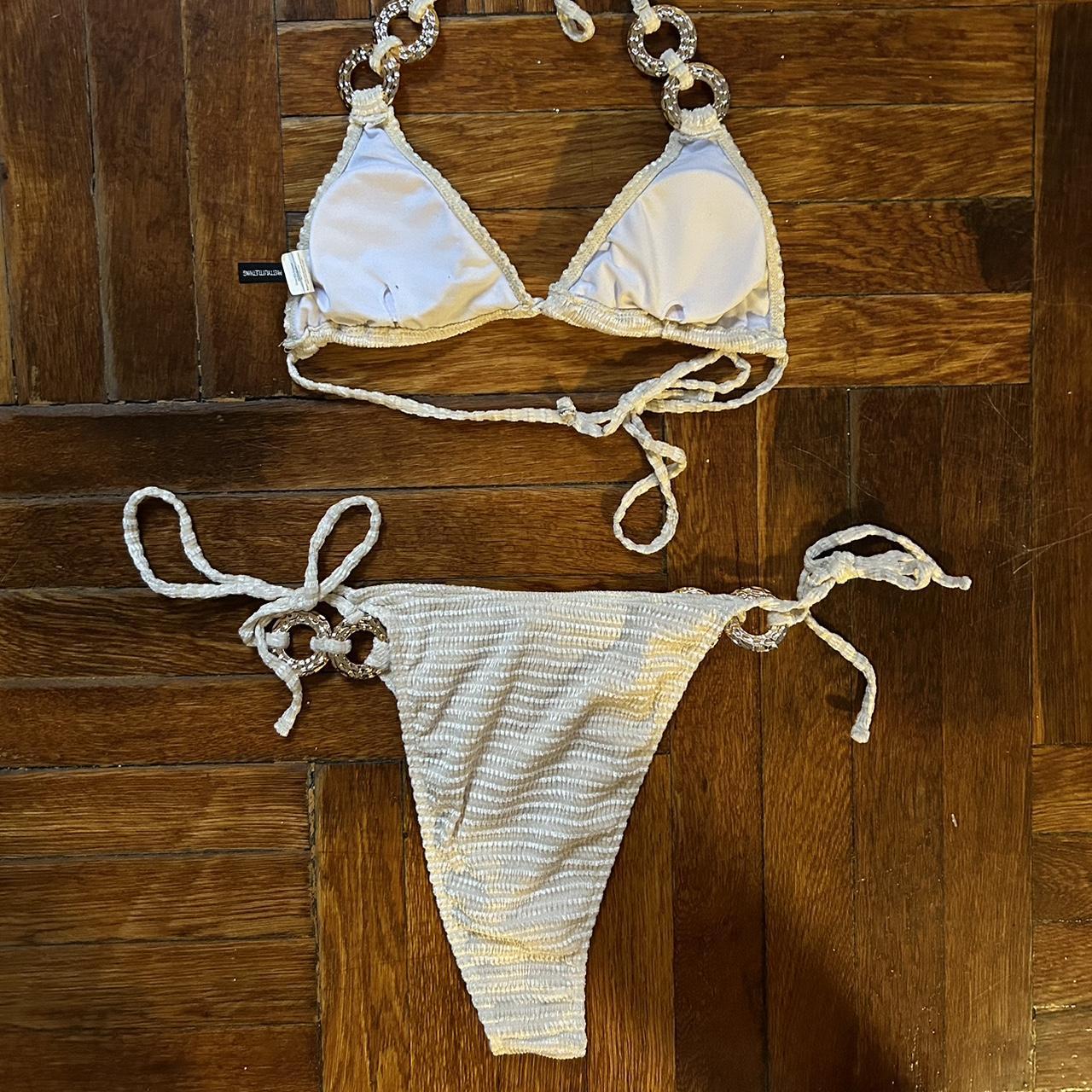 Beige & Gold Velvet Bikini Set Brand... Depop