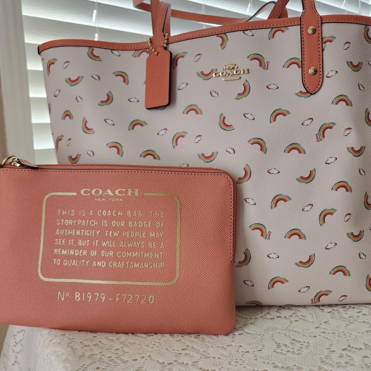 COACH WOMENS RAINBOW PRINT REVERSIBLE CITY TOTE