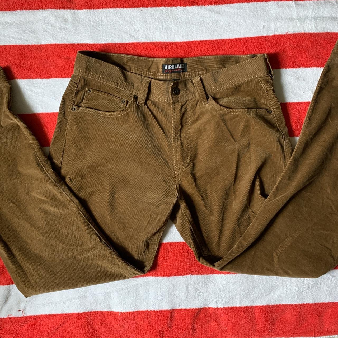 Costco Men's Brown and Khaki Trousers Depop