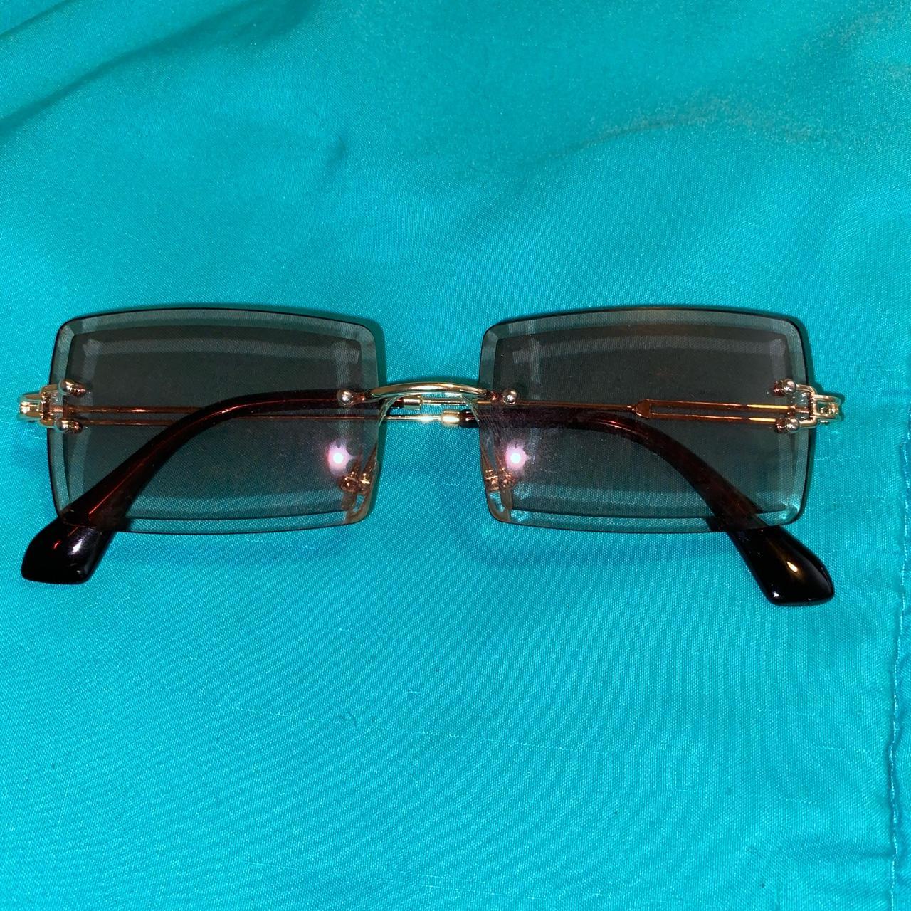 brown/clear square sunglasses Depop