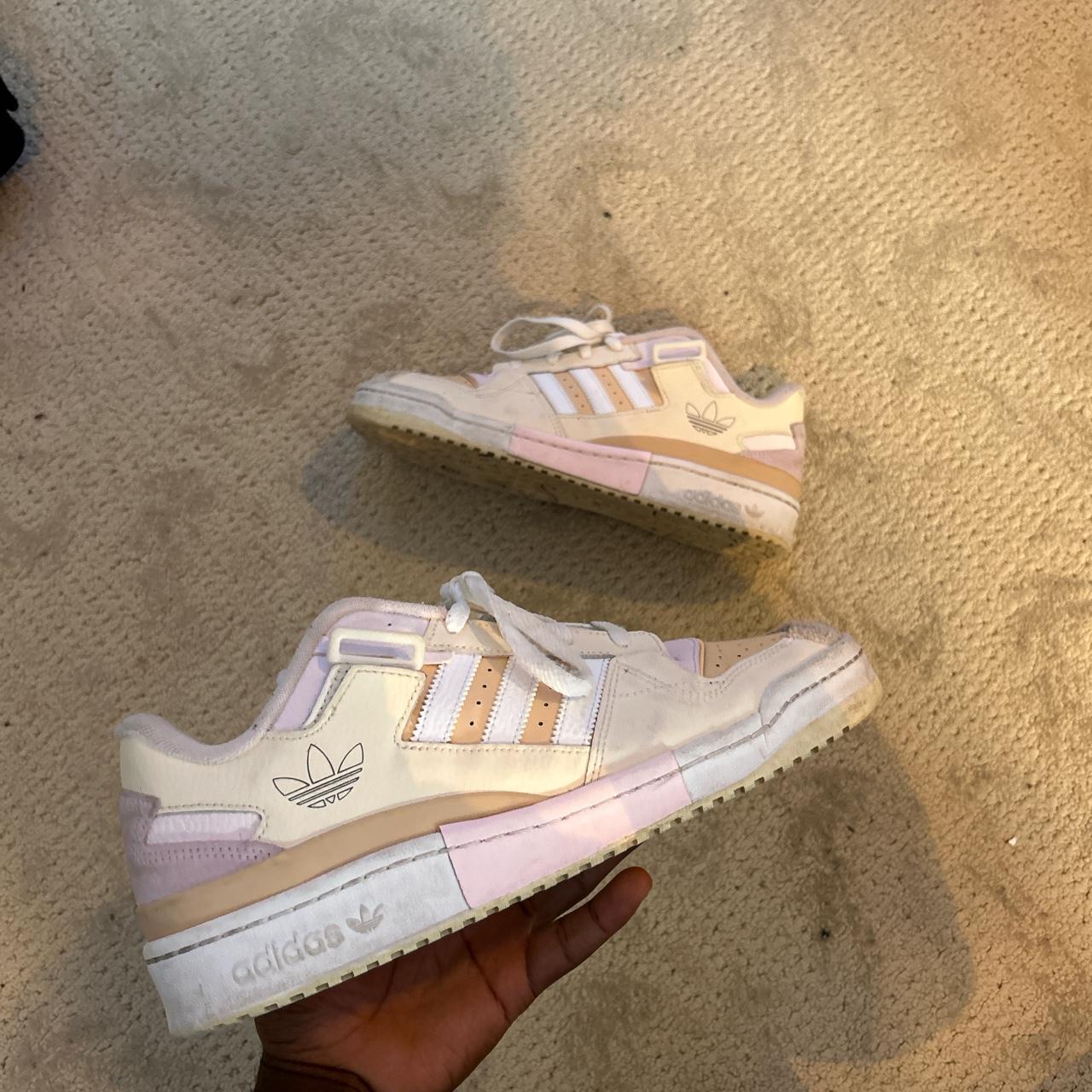 Adidas Originals Men's Cream and Pink Trainers | Depop