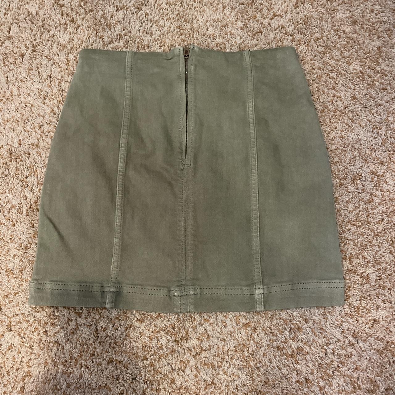 Modern Femme Olive Green Denim Mini Skirt