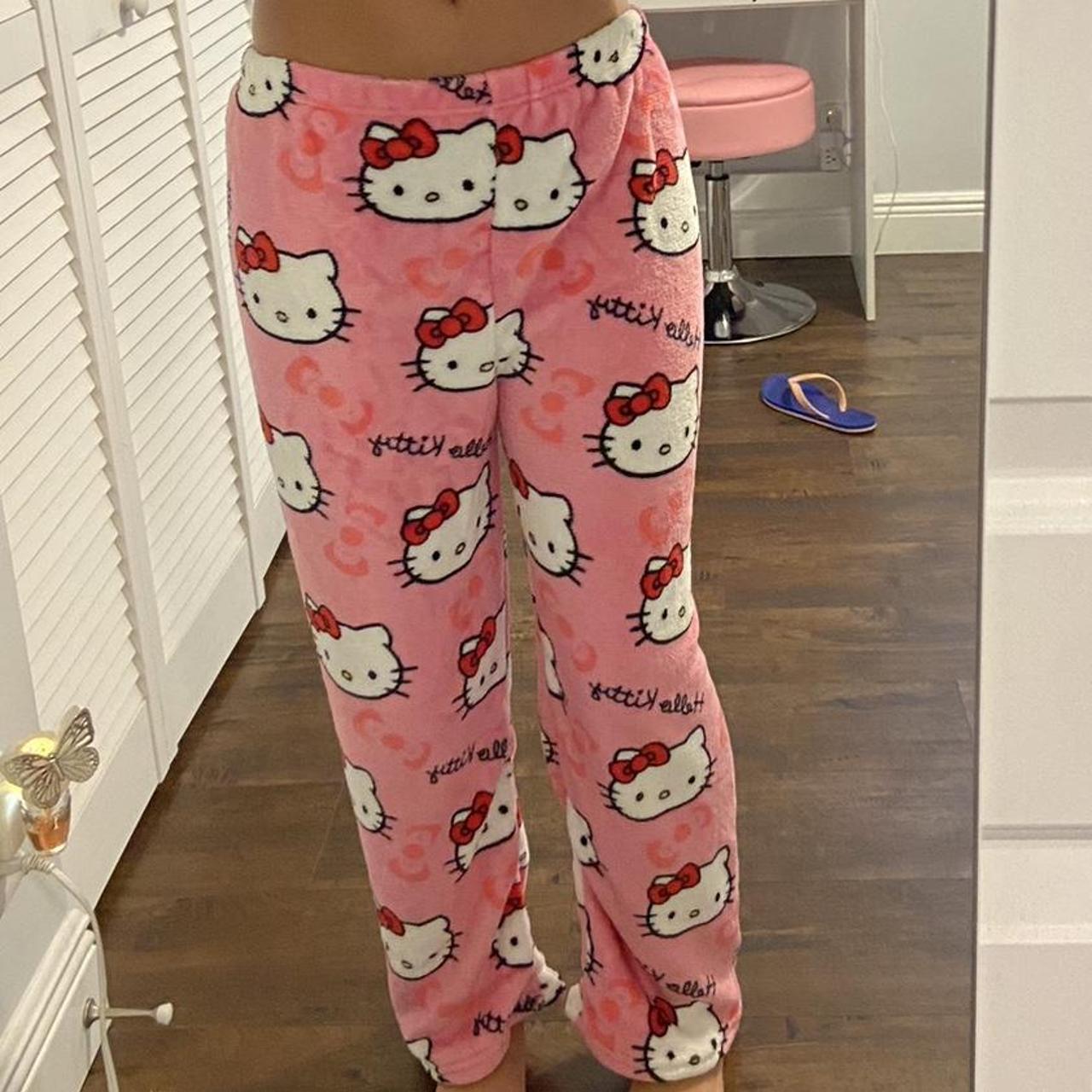 dark pink hello kitty pj pants came in the mail... Depop