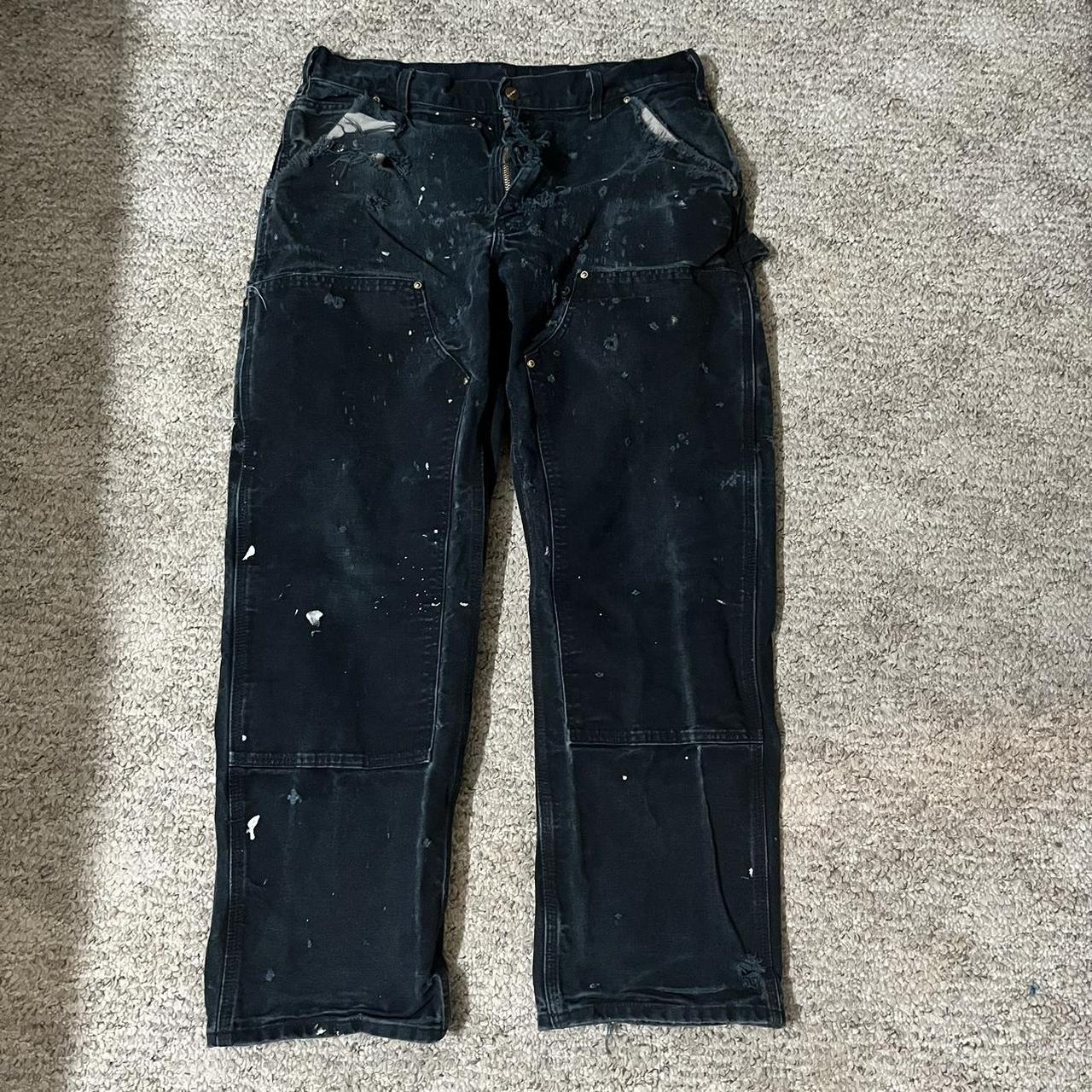 Black double knee distressed carhartts A bunch of... - Depop