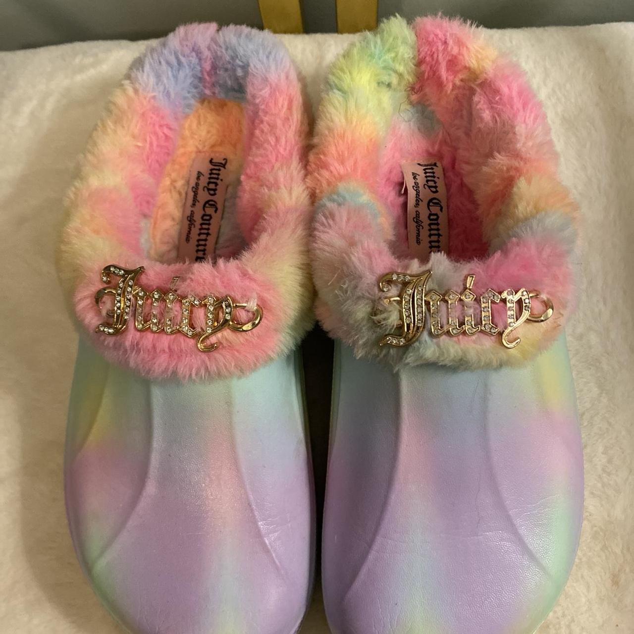 Juicy Couture clogs. Gently worn. Multi color fur... - Depop