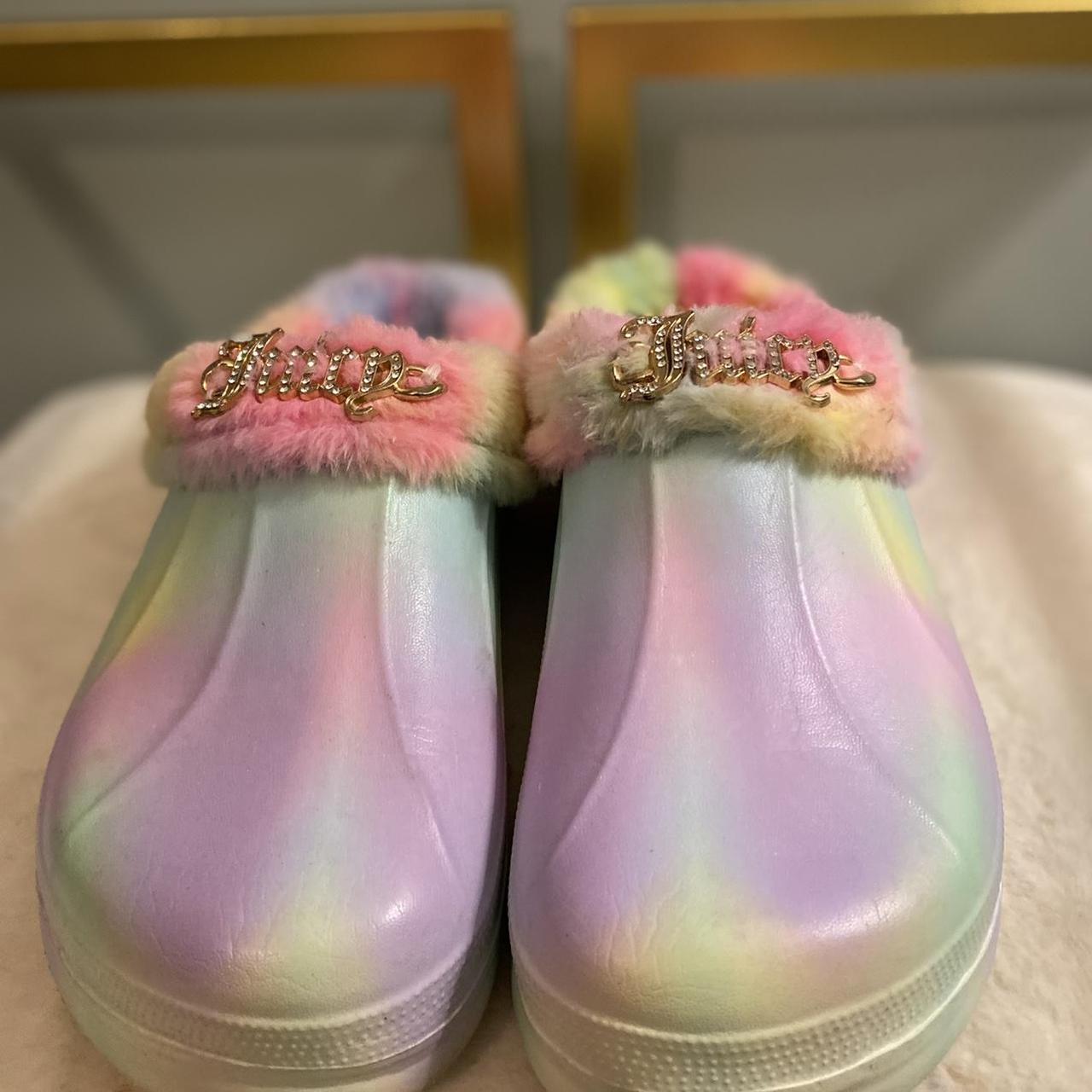 Juicy Couture clogs. Gently worn. Multi color fur... - Depop